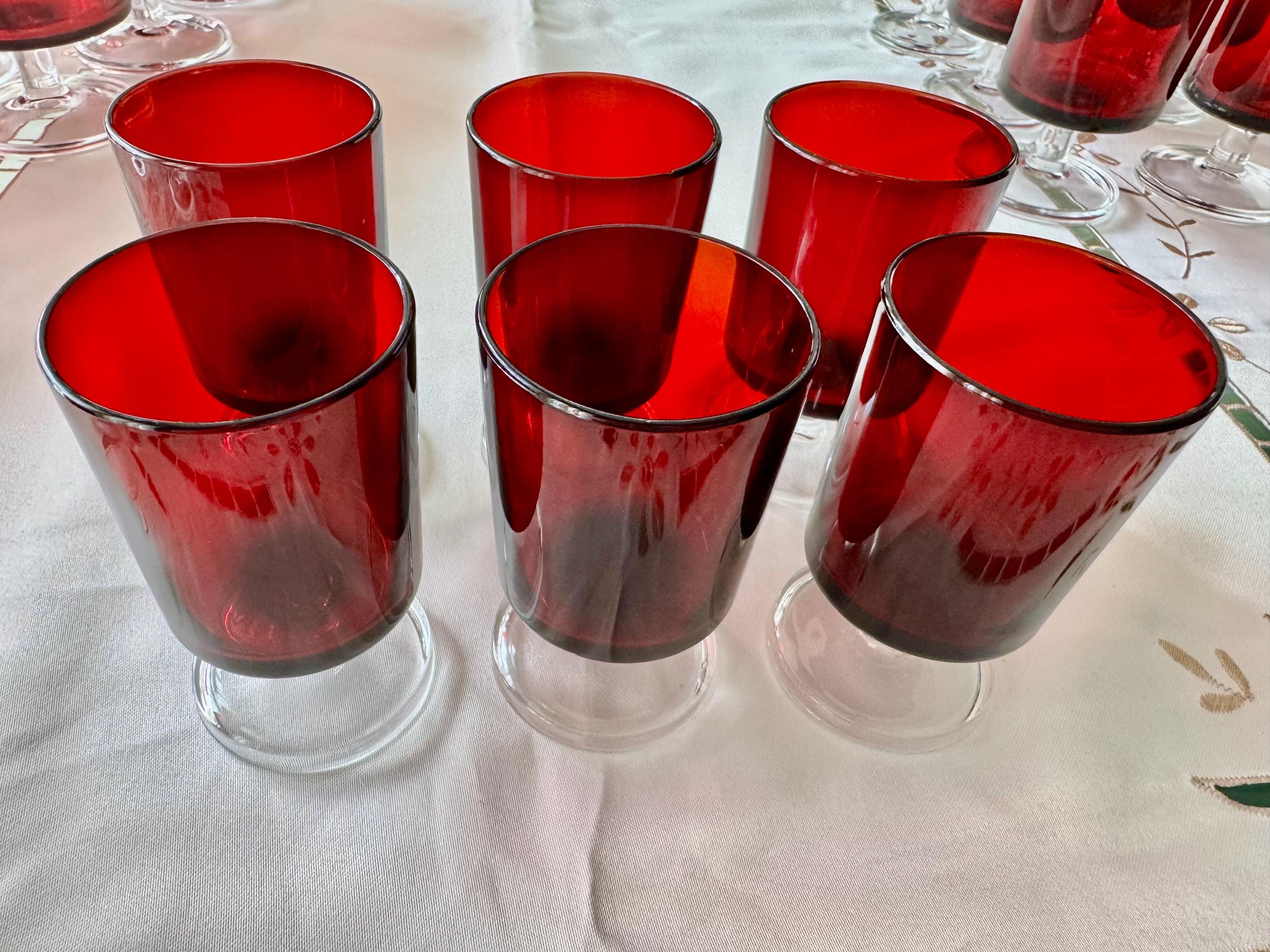 Vintage Luminarc Ruby Red Liqueur Glasses: 1970s French Barware