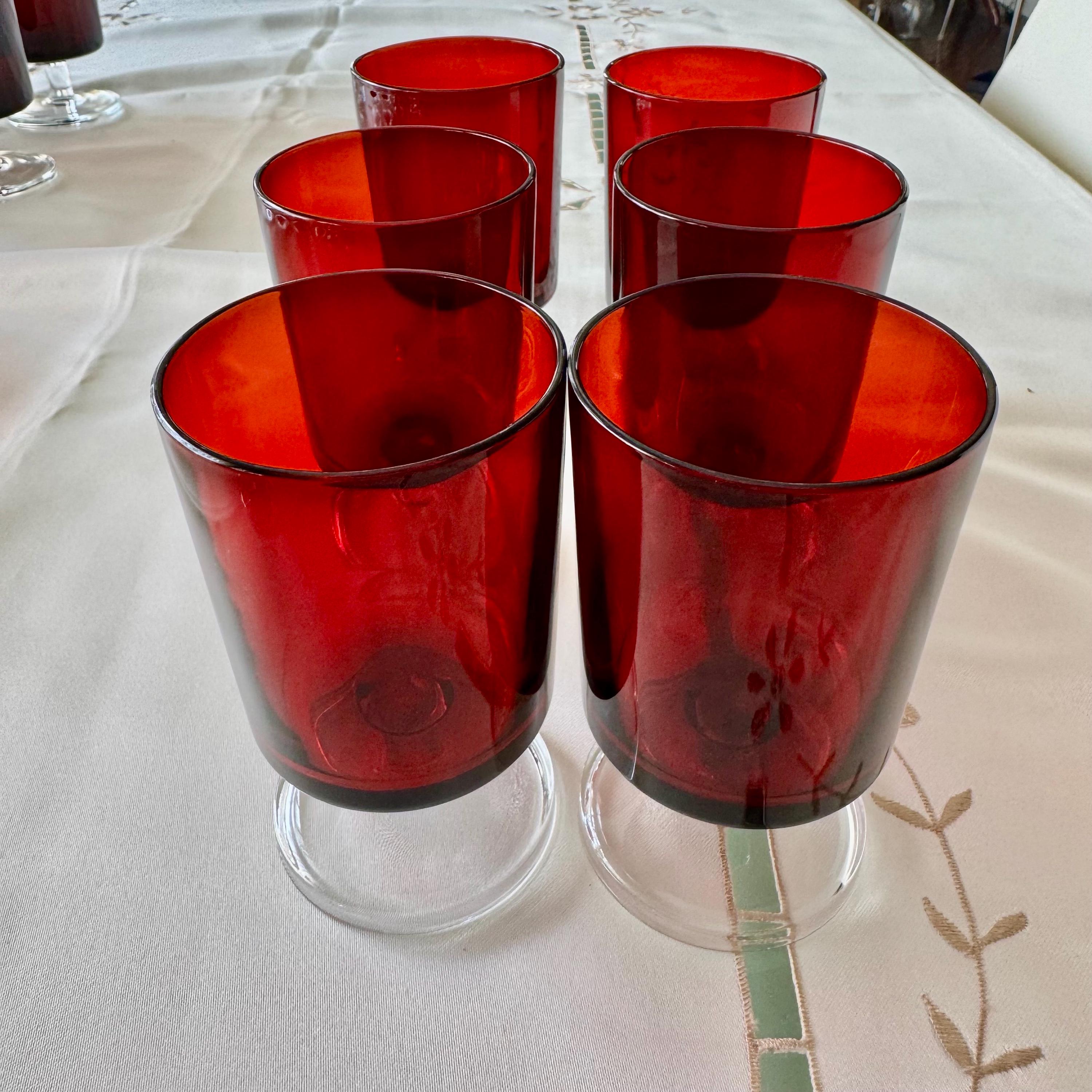 Vintage Luminarc Ruby Red Liqueur Glasses: 1970s French Barware