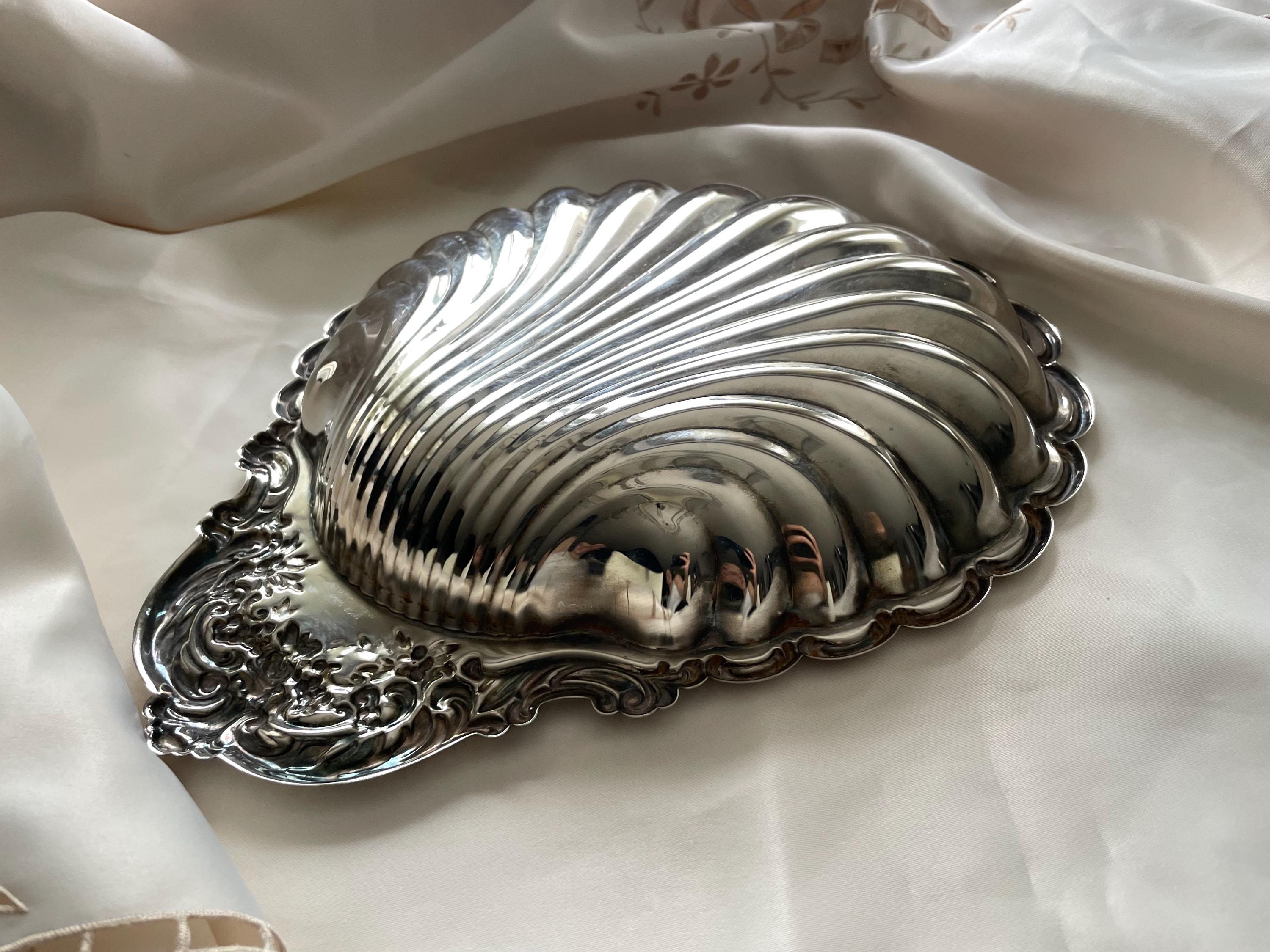 Vintage Silverplate Shell Tray: Rococo Floral Serving Dish, Hong Kong