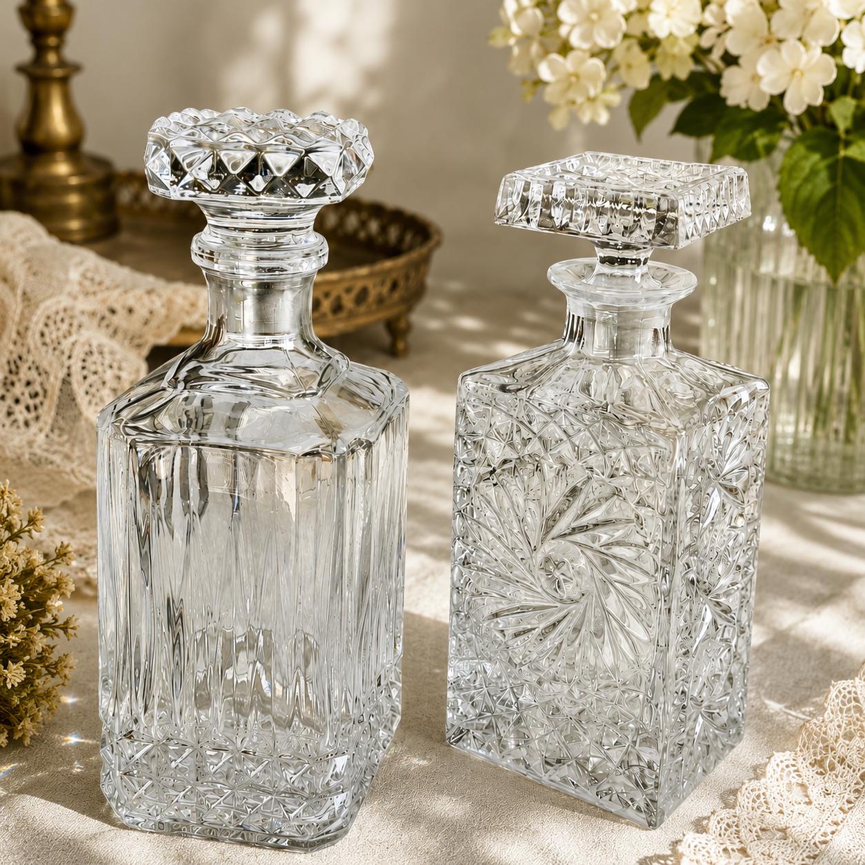Vintage Crystal Decanters — Two Elegant Styles Available