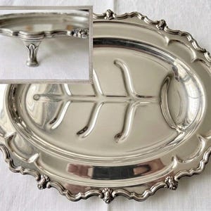 Elegant Vintage Silverplate Meat Trays – Footed – Ornate & Functional – Sold Individually Old Romance 17”x13”