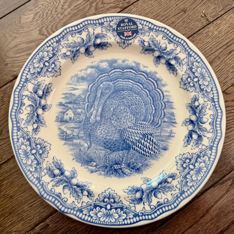 Vintage Blue & White Transferware Plate Set – English Countryside Scenes, Set of 4 image 8