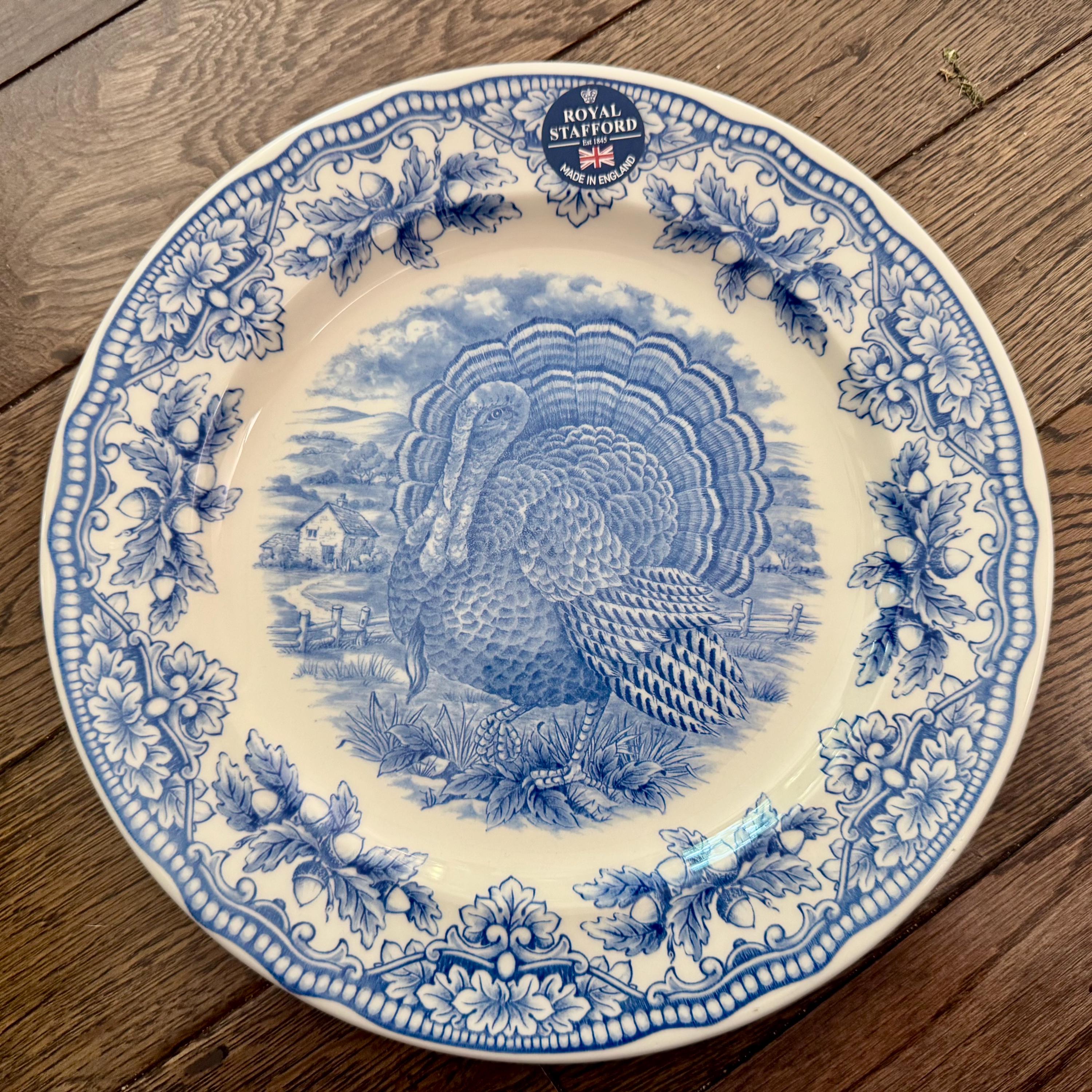 Vintage Blue & White Transferware Plate Set – English Countryside Scenes, Set of 4