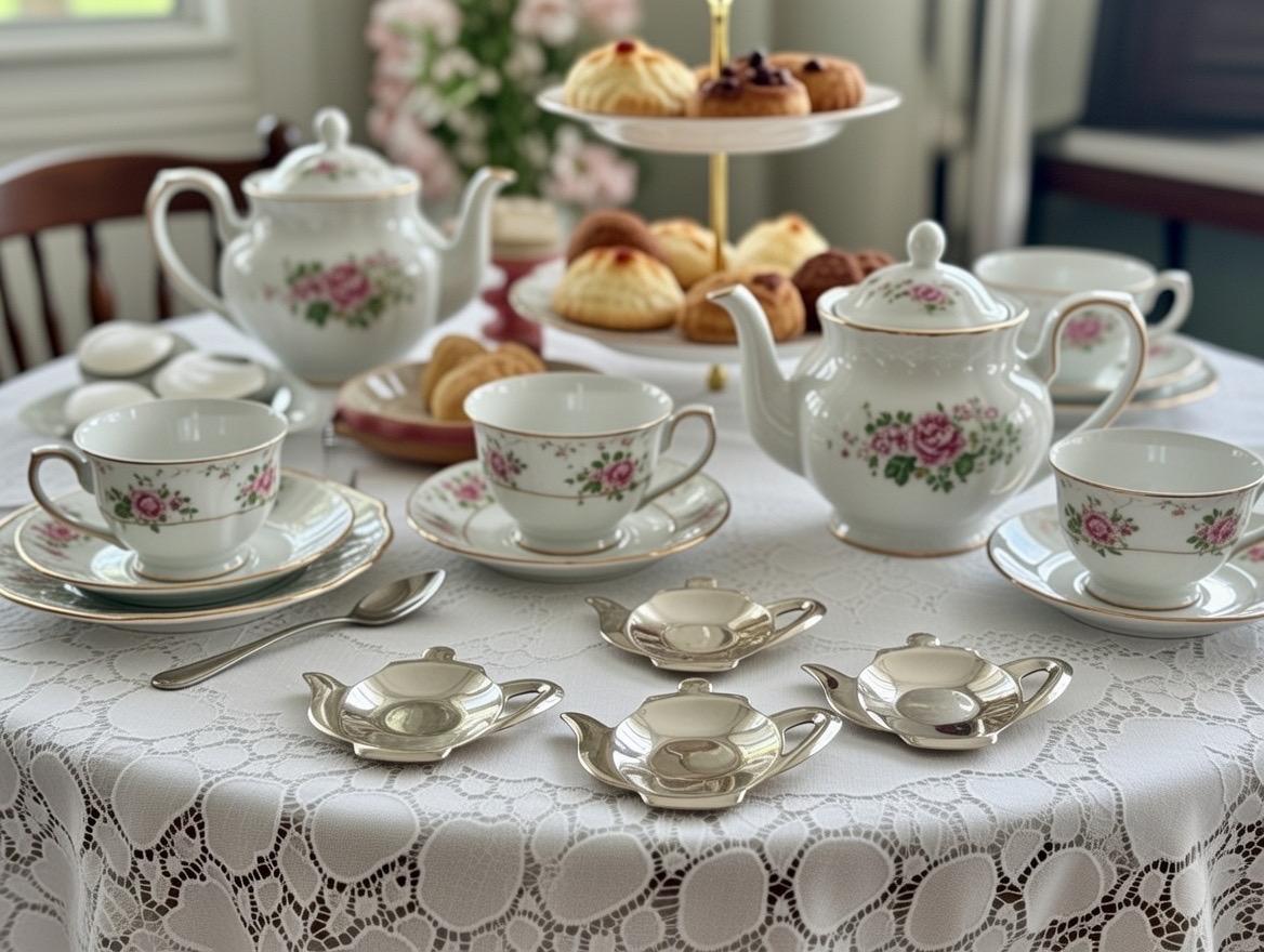 Vintage Silverplate Tea Accessories – English Toast Rack, Teabag Holder, Creamer & Sugar