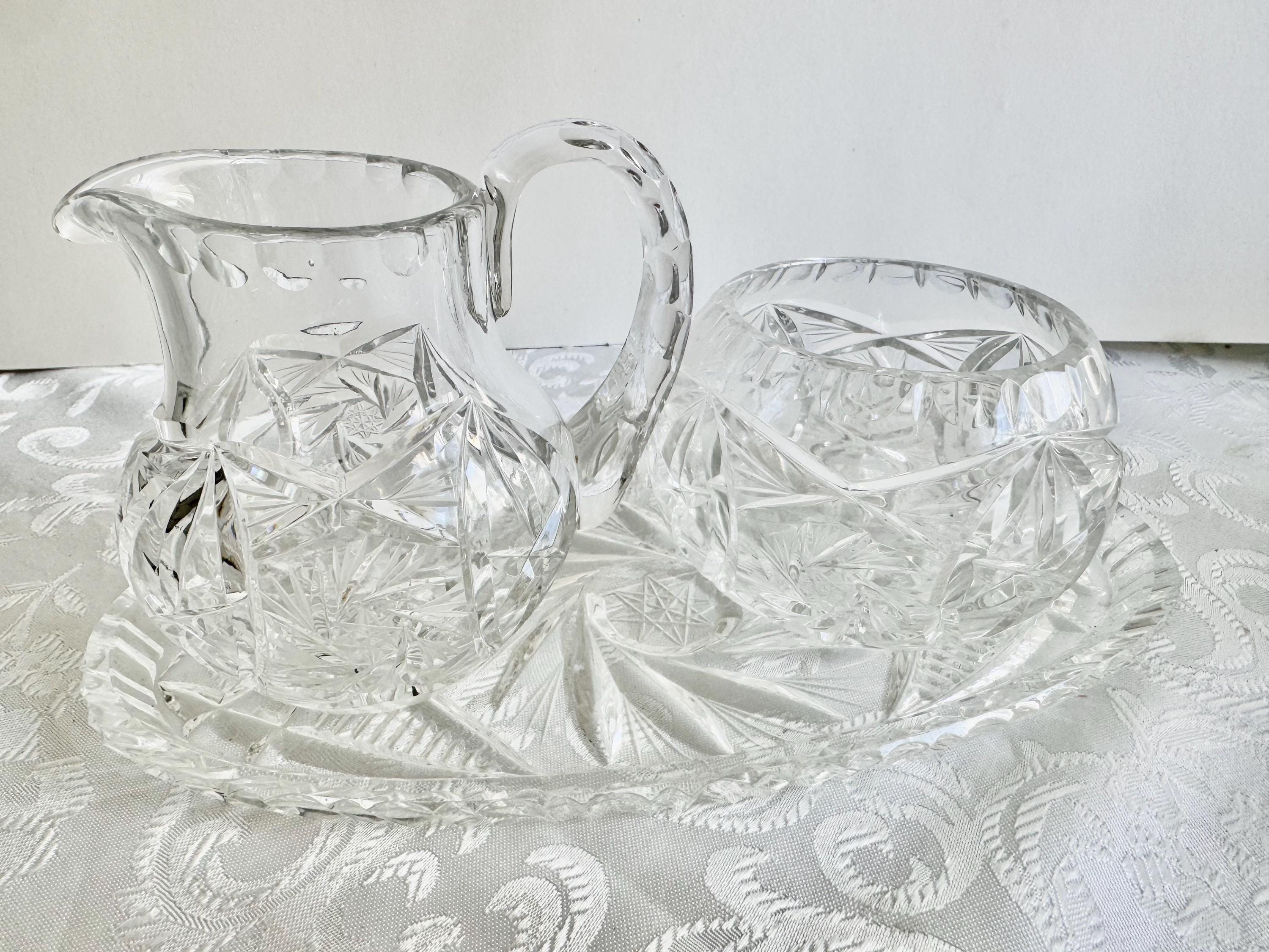 Vintage Cut Glass or Crystal Vanity Set