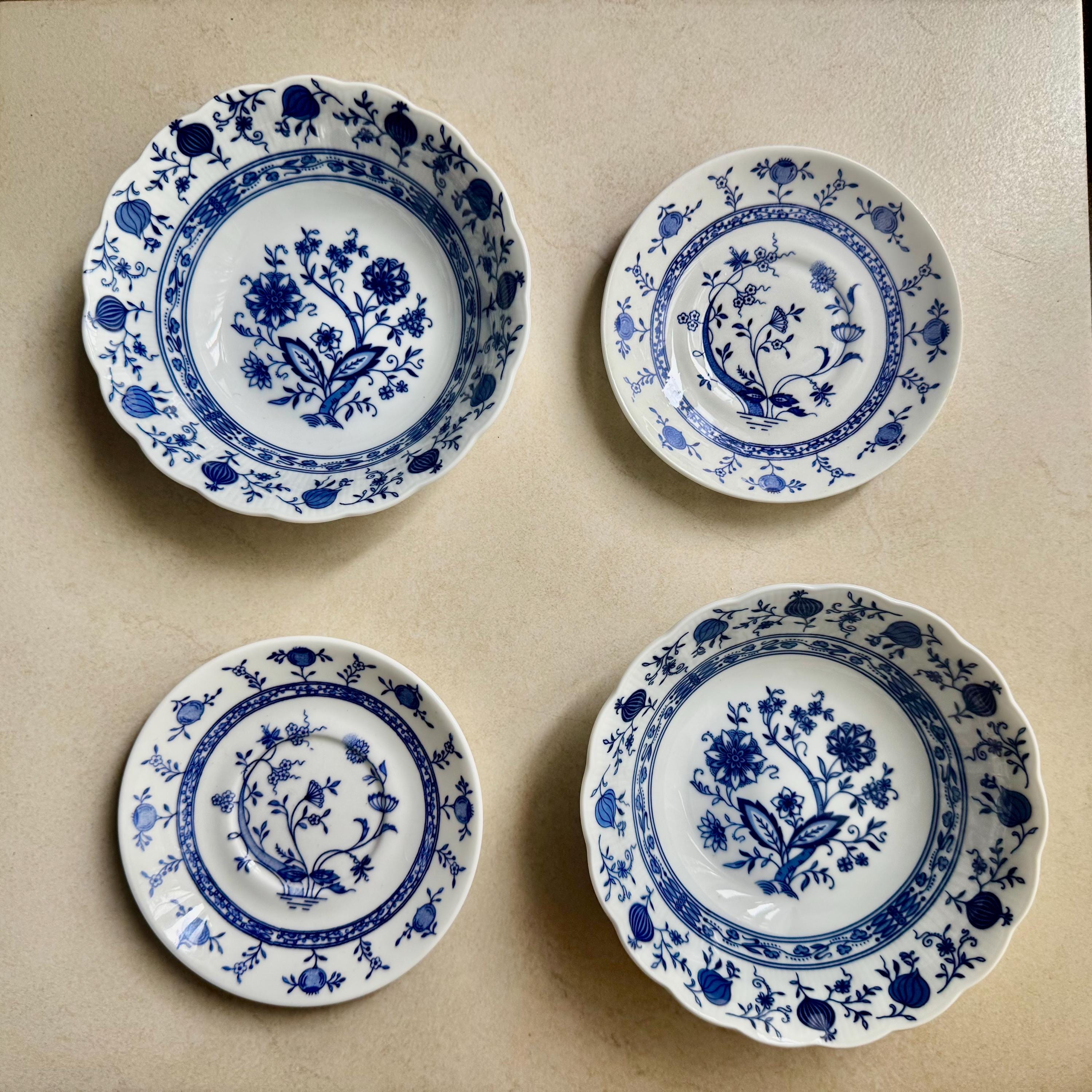 Vintage Blue & White Botanical Wall Plate Gallery — 7 Piece Curated Collection