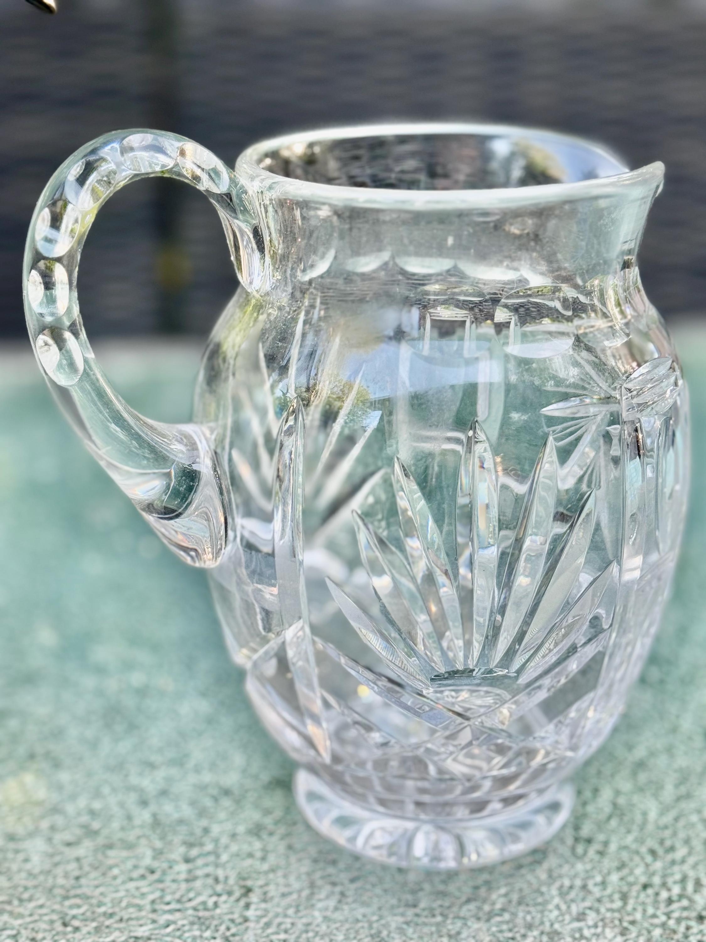 Vintage Cut Crystal Water Pitcher – Medium Size 7.5” Tall – Heavy, Elegant, and Brilliant