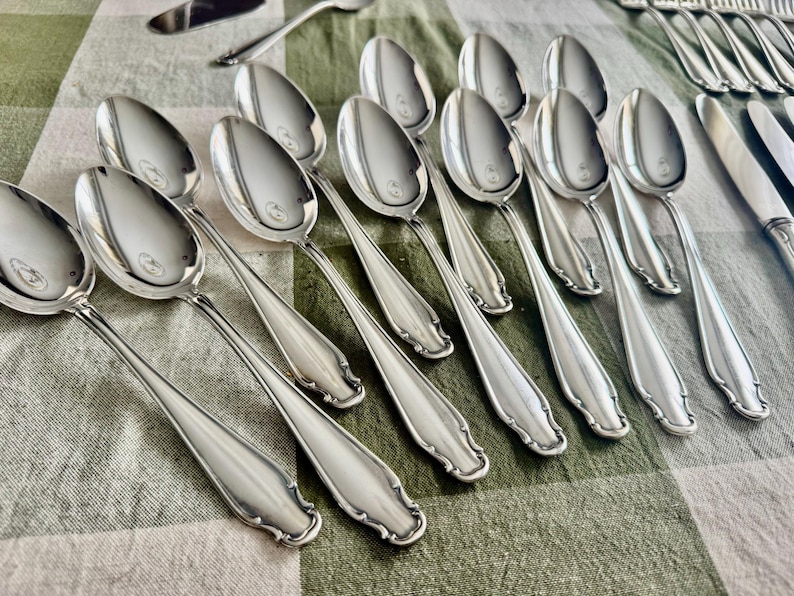 Rostfrei Solingen verzilverd bestek – complete service voor 11 + extra's – Duitsland afbeelding 7