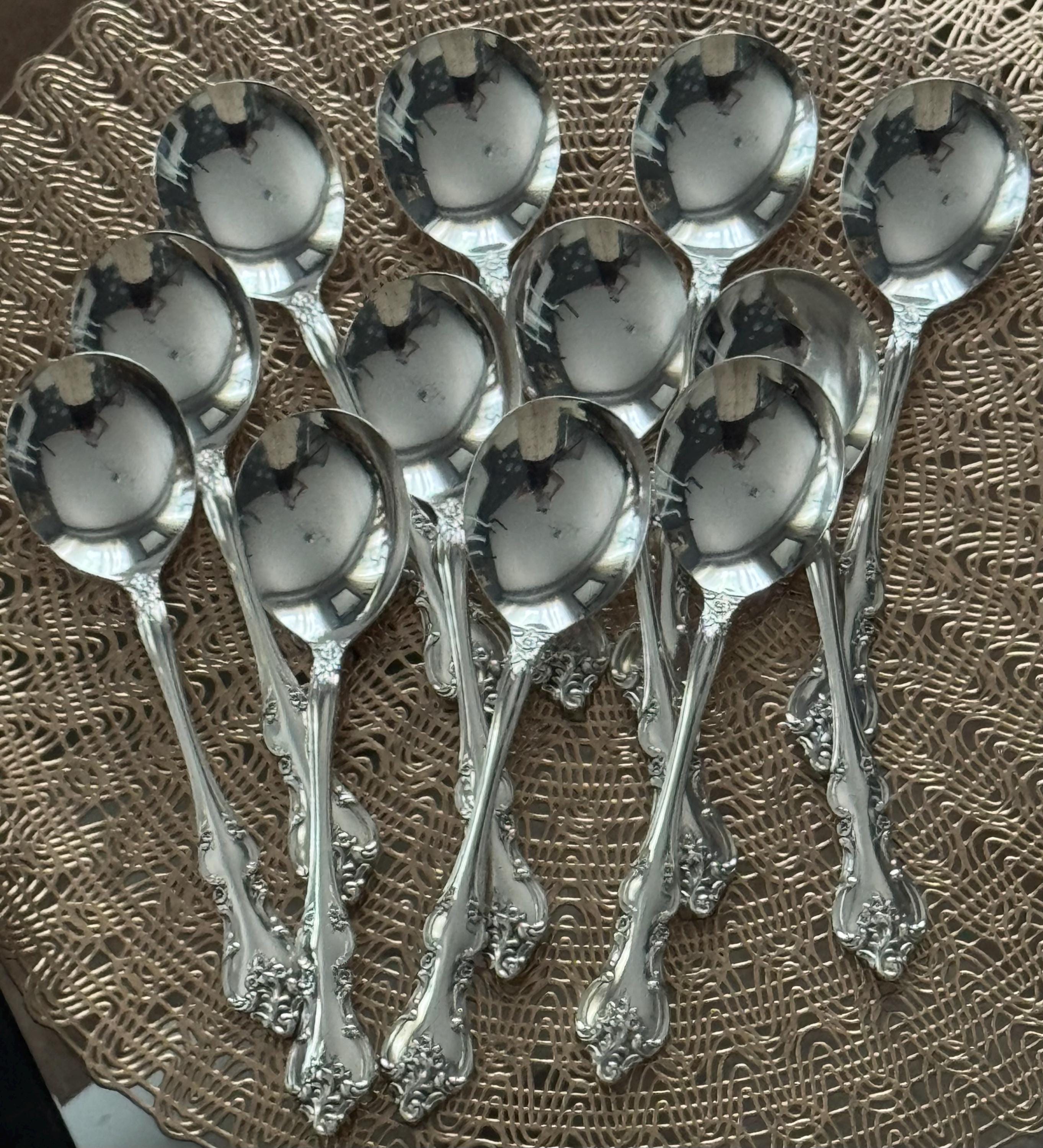Vintage Orleans Rogers Bros Silverplate Round Soup Spoons - Set of 12