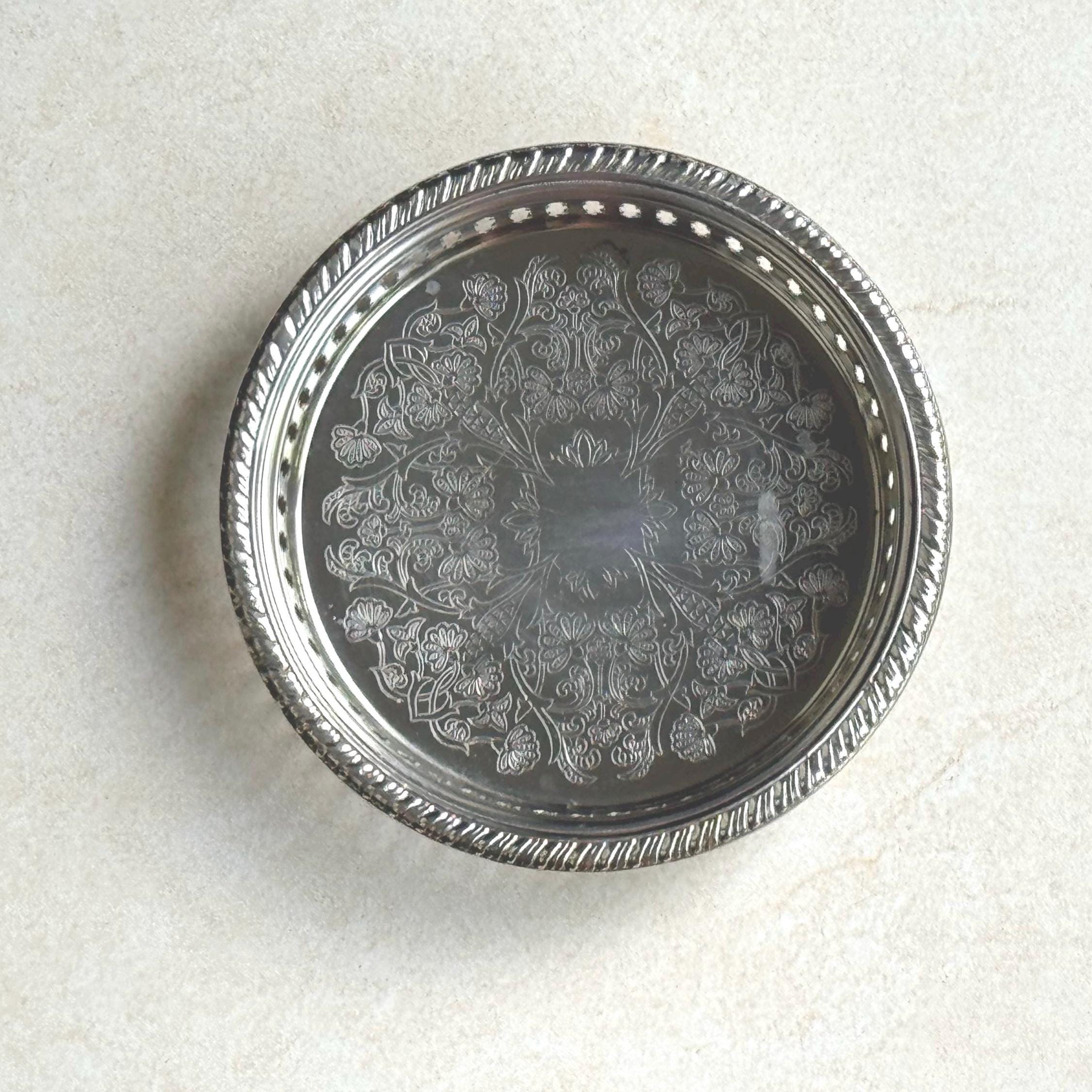Vintage Silverplate Gallery Trays – Ornate Round Serving Trays with Pierced Sides