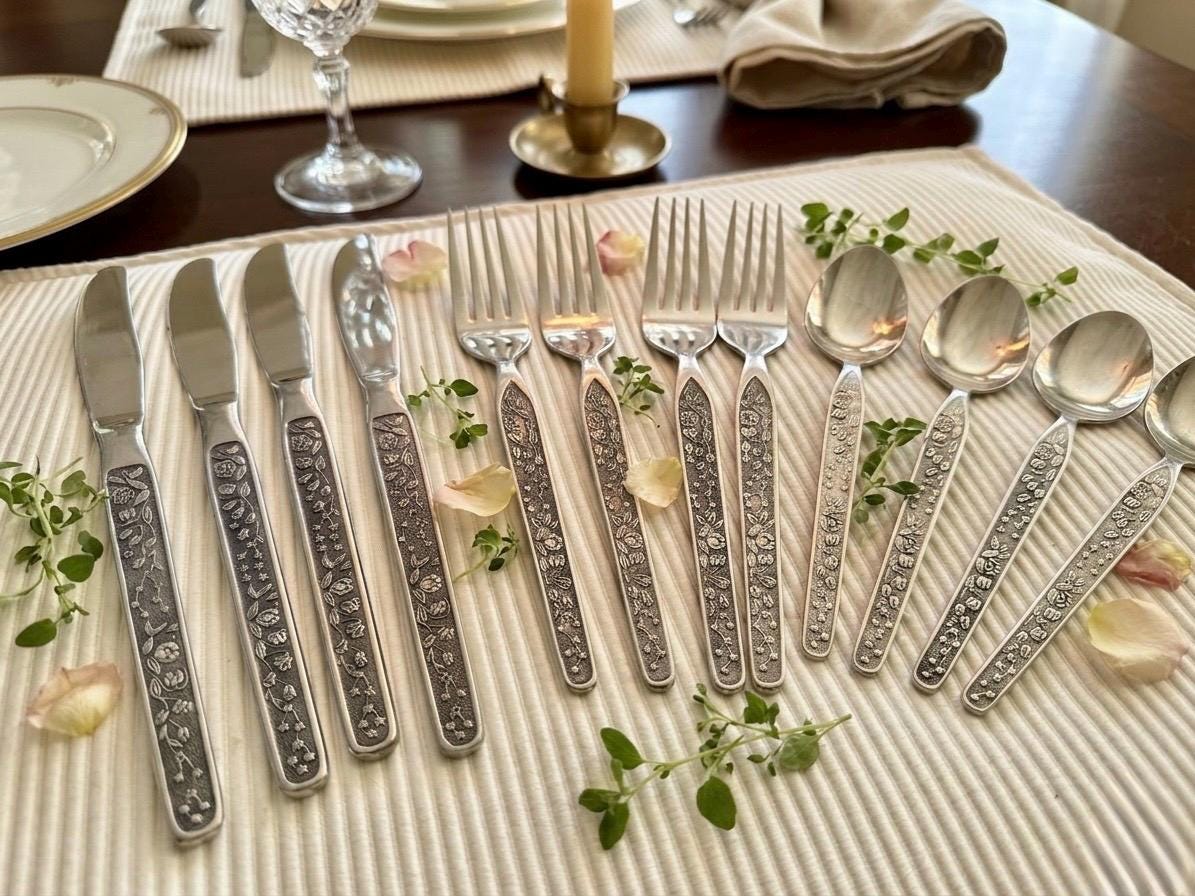 Vintage Sevita Flatware – National Stainless – Floral Pattern Stainless Steel