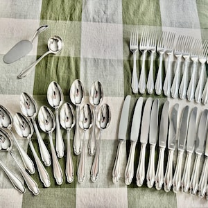 Rostfrei Solingen verzilverd bestek – complete service voor 11 + extra's – Duitsland afbeelding 3