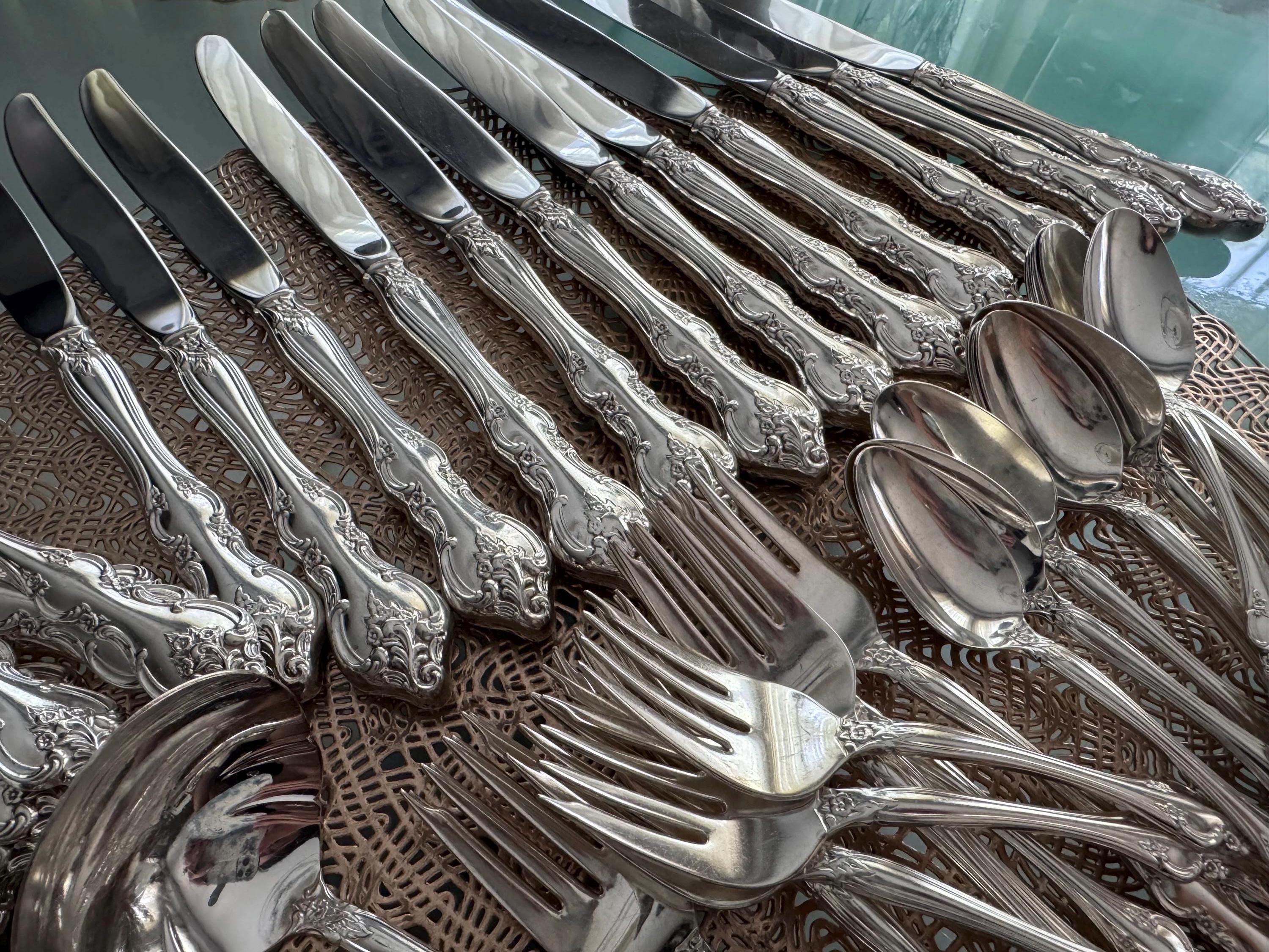 Vintage Orleans Rogers Bros Silver Plated Silverware 1964 - Complete Set for 12 Persons