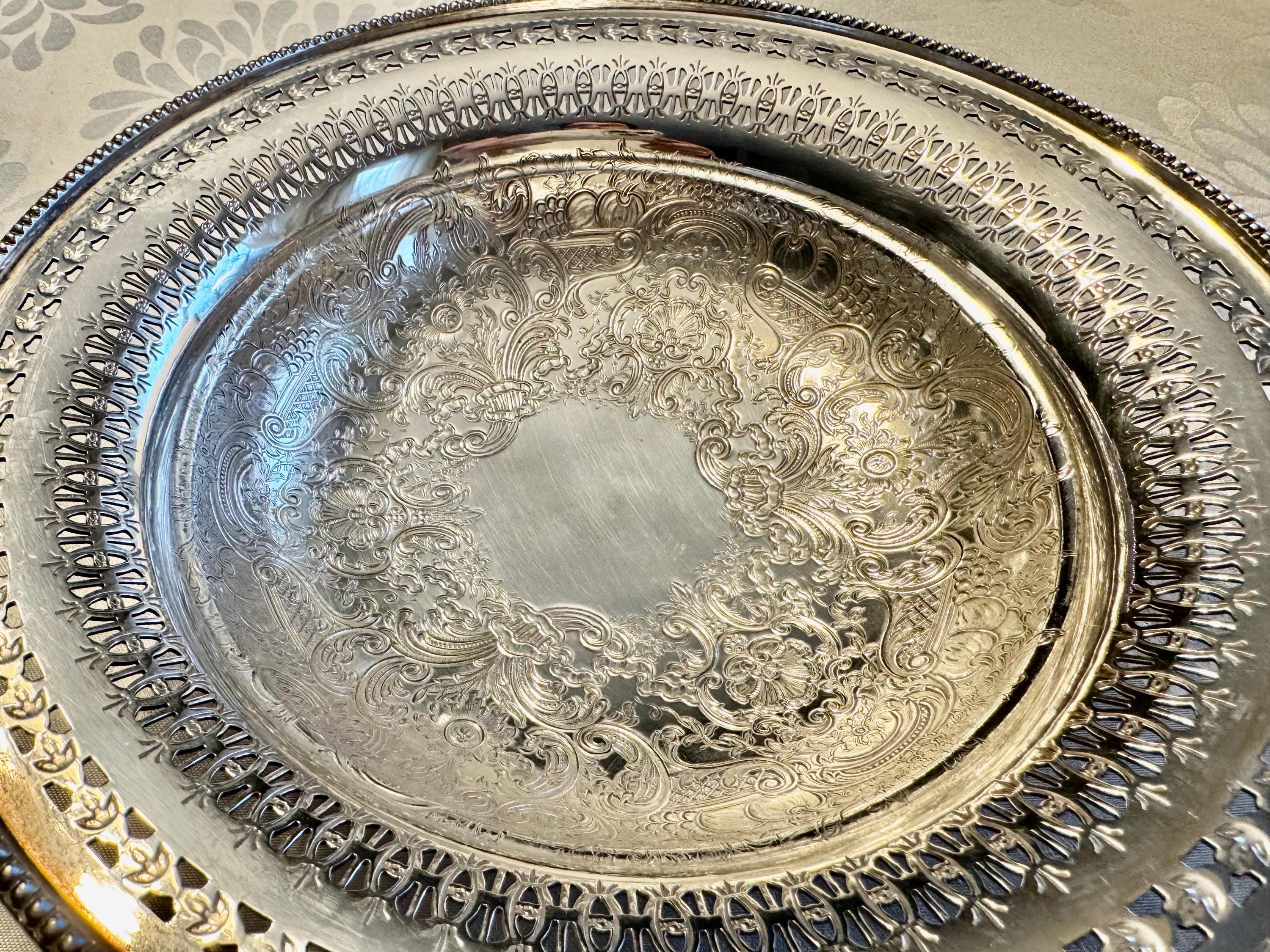 Heavy Antique Silverplate “Cavendish Plate” Pedestal Serving Bowl – Made in England