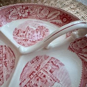 Vintage Woods & Sons “Woodland” Red Transferware Divided Serving Dish – England image 7