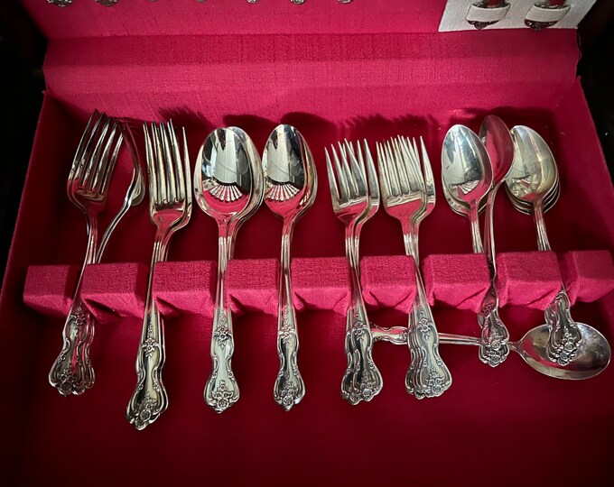 Complete Set for 8 Persons Vintage Silver Plated Silverware 1951