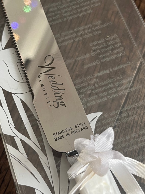 Vintage New Wedding Cake Knife - Stainless Steel - Made in England - “Wedding Memories”