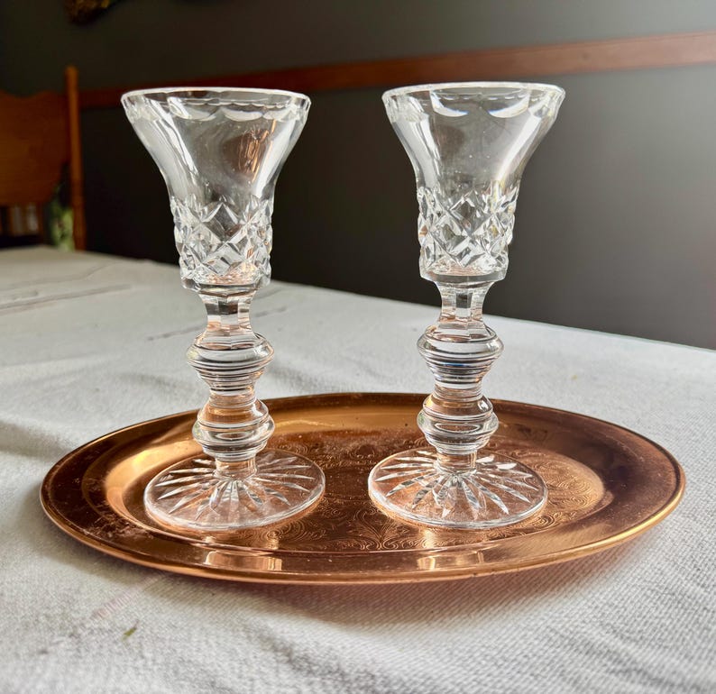Pair of Vintage Cut Crystal Candlesticks – Likely Waterford bild 7