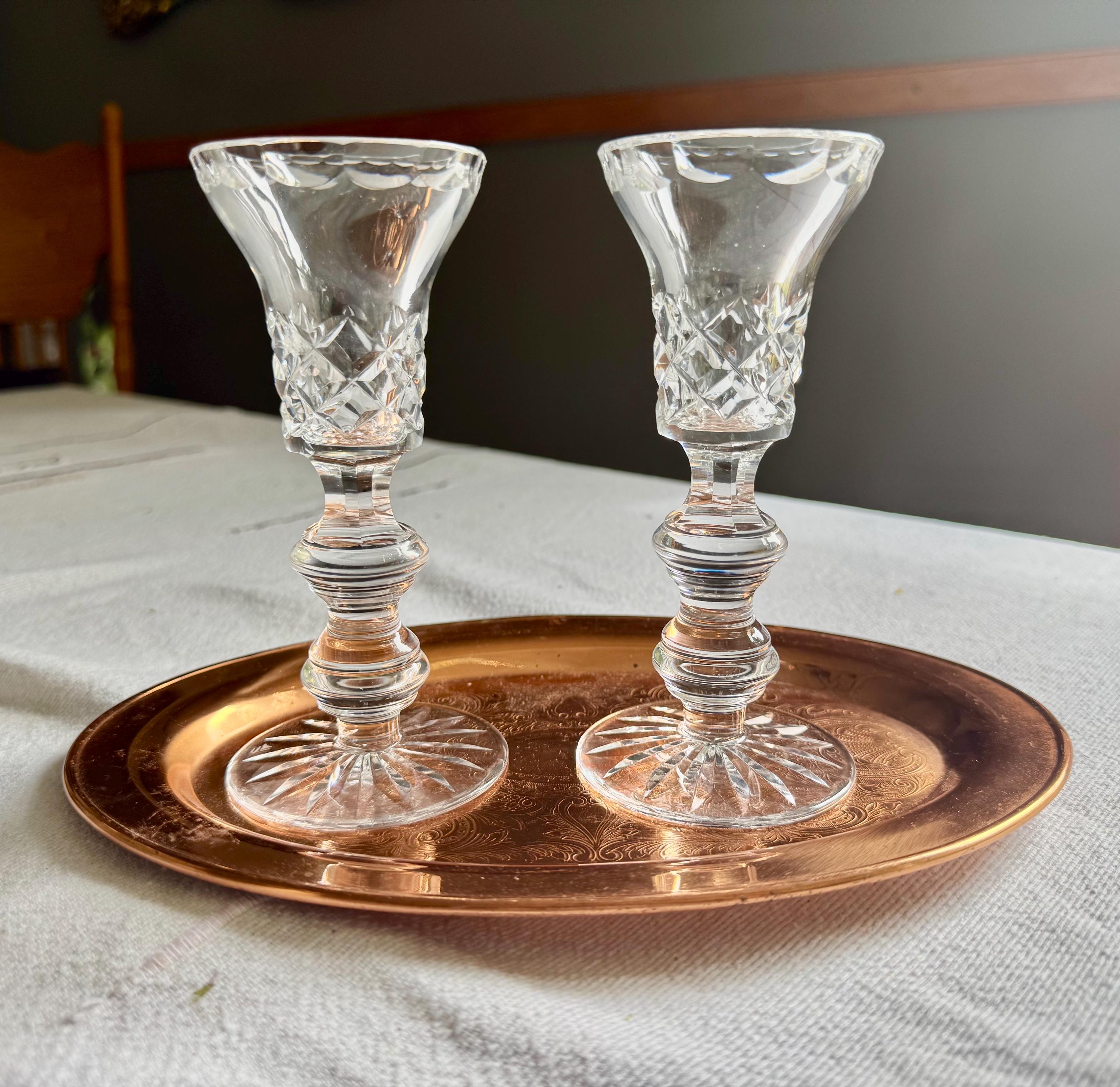 Pair of Vintage Cut Crystal Candlesticks – Likely Waterford