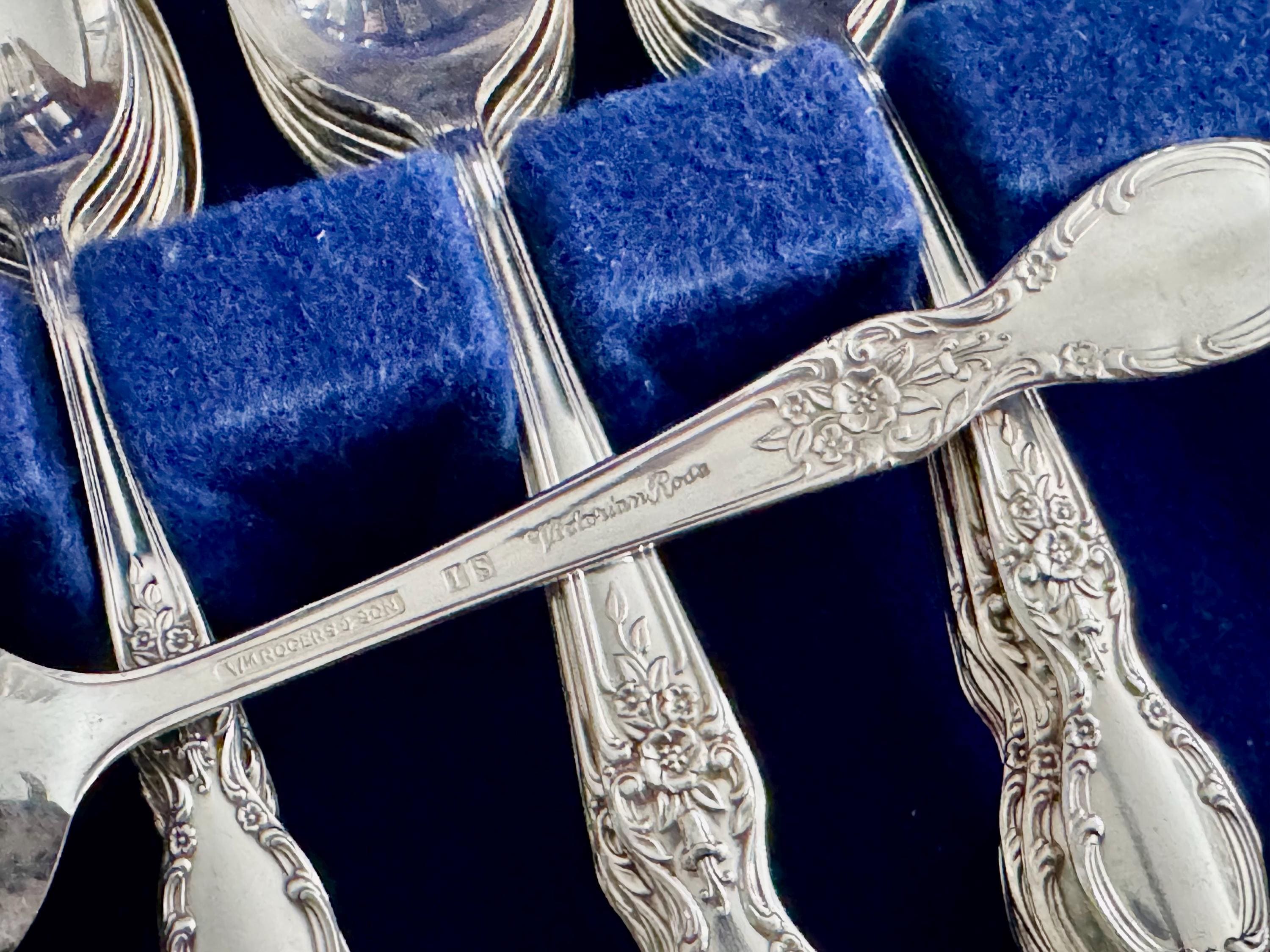 Victorian Rose Silverplate Flatware Set: 53-Piece Service for 8