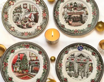 Red Santa Plate Set (Set of 4)
