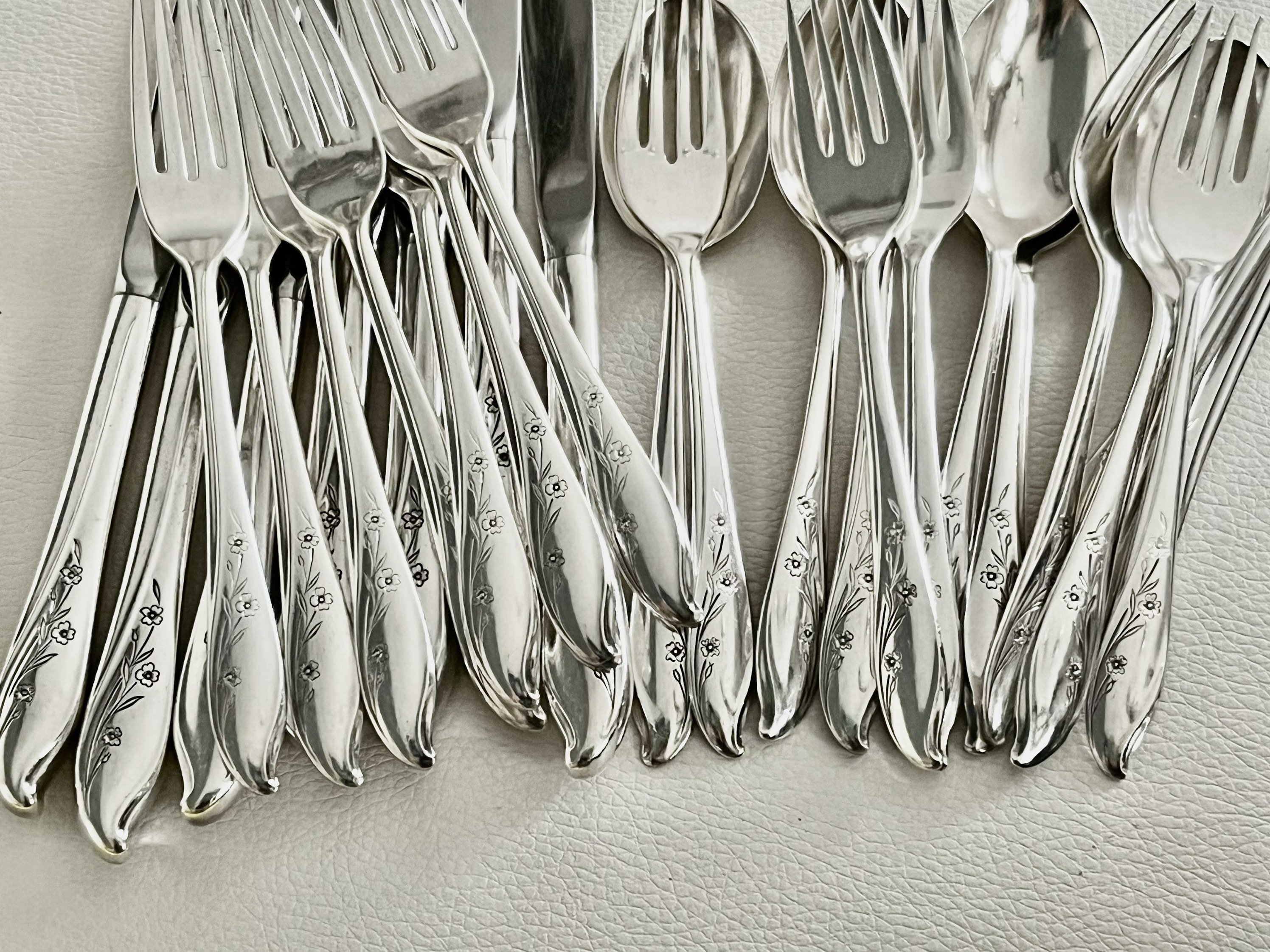 Vintage 1957 Springtime Silver Plated Silverware Set for 8 – 58 Pieces