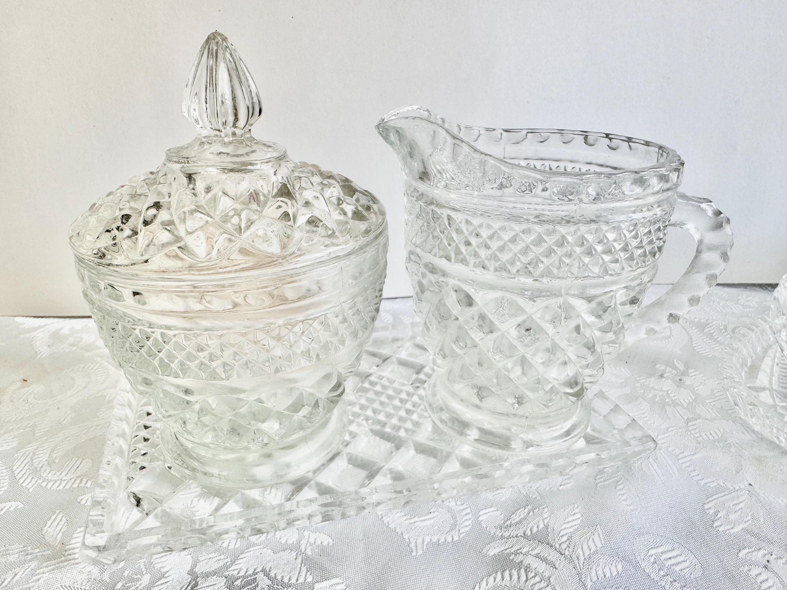 Vintage Cut Glass or Crystal Vanity Set
