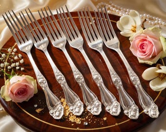 American Beauty Rose Dinner Forks – Set of 6 – International Silver (1909)