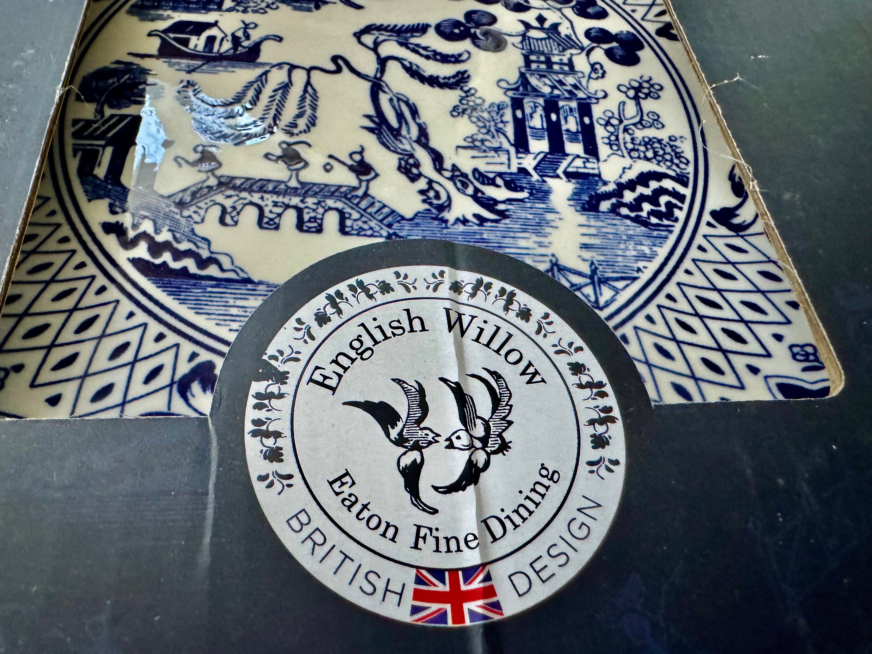 NEW English Blue Willow - Set of 4 Plates -  Eaton Fine Dining - British Design