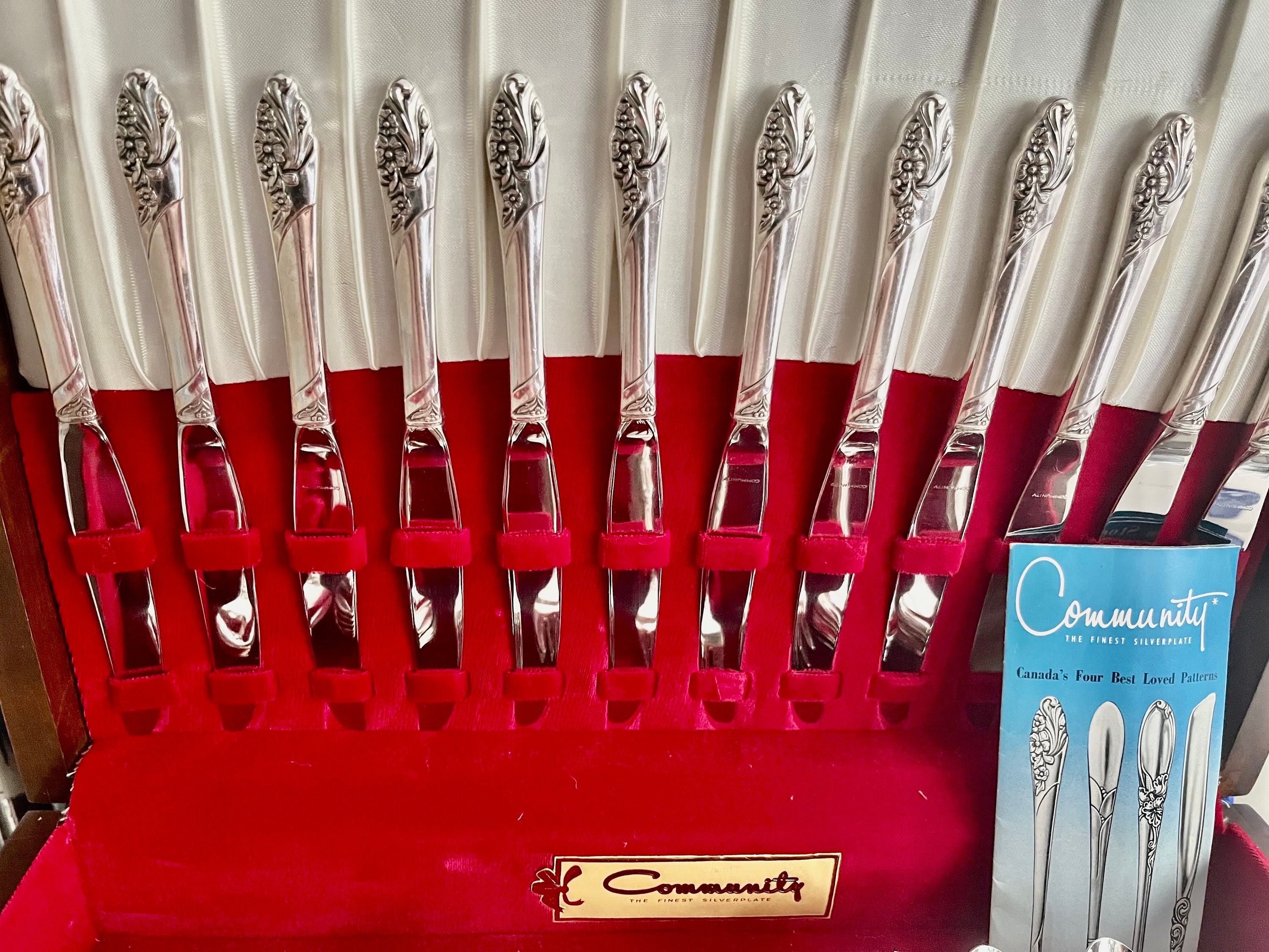 Evening Star (1950) Vintage Community Silver Plated Silverware - Complete Set for 12 Persons Plus Extras