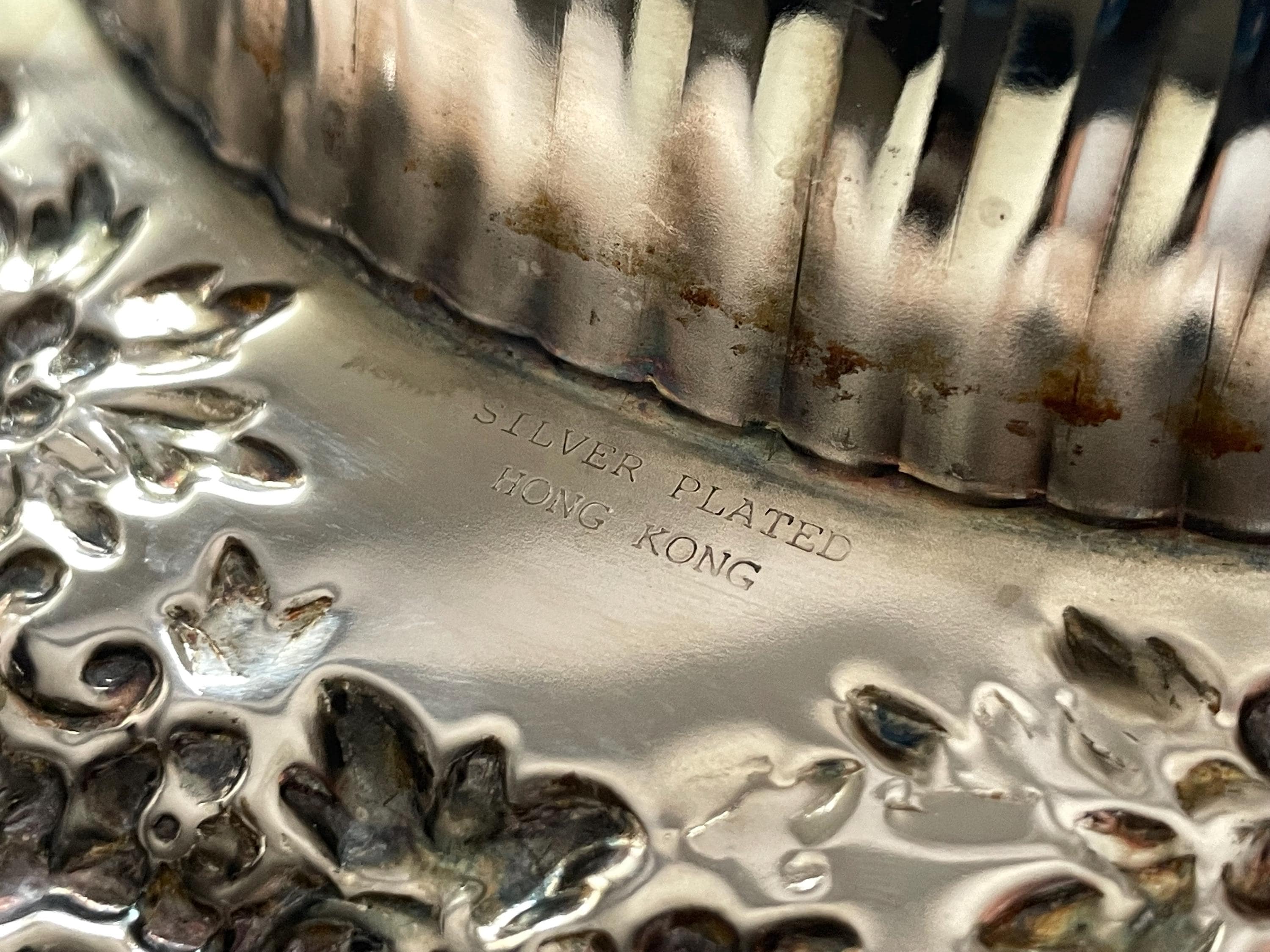 Vintage Silverplate Shell Tray: Rococo Floral Serving Dish, Hong Kong