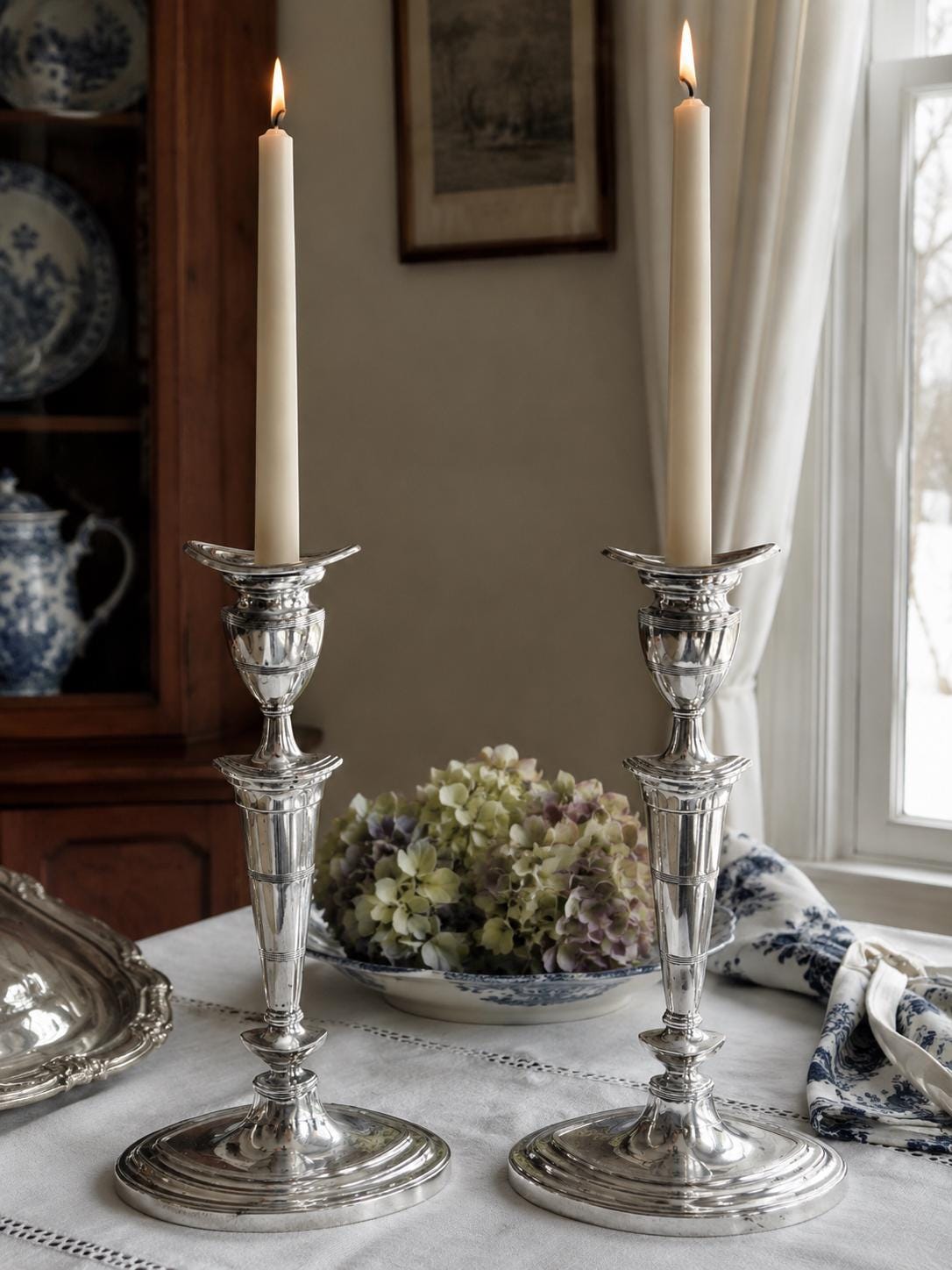 Vintage Silverplate 12” Candlesticks – Tall Architectural Pair – Classic Urn Form – Wedding & Table Decor