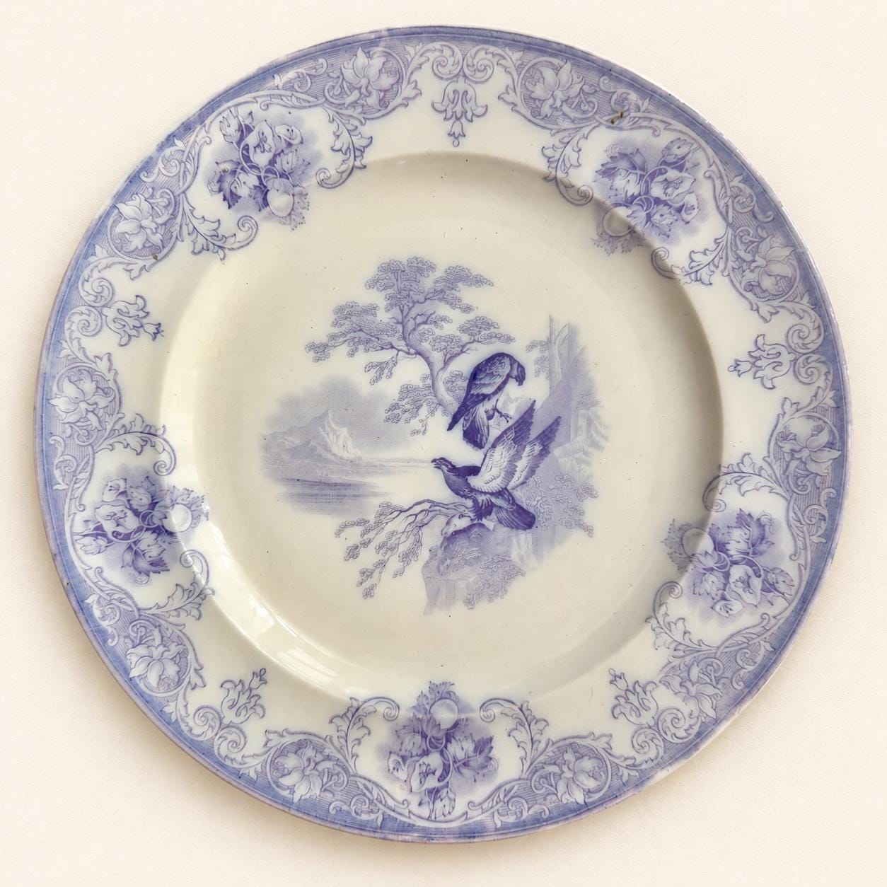 Vintage Purple Wall Plate Gallery Set of 7 | Antique Staffordshire Transferware | Grandmillennial Cottage Decor