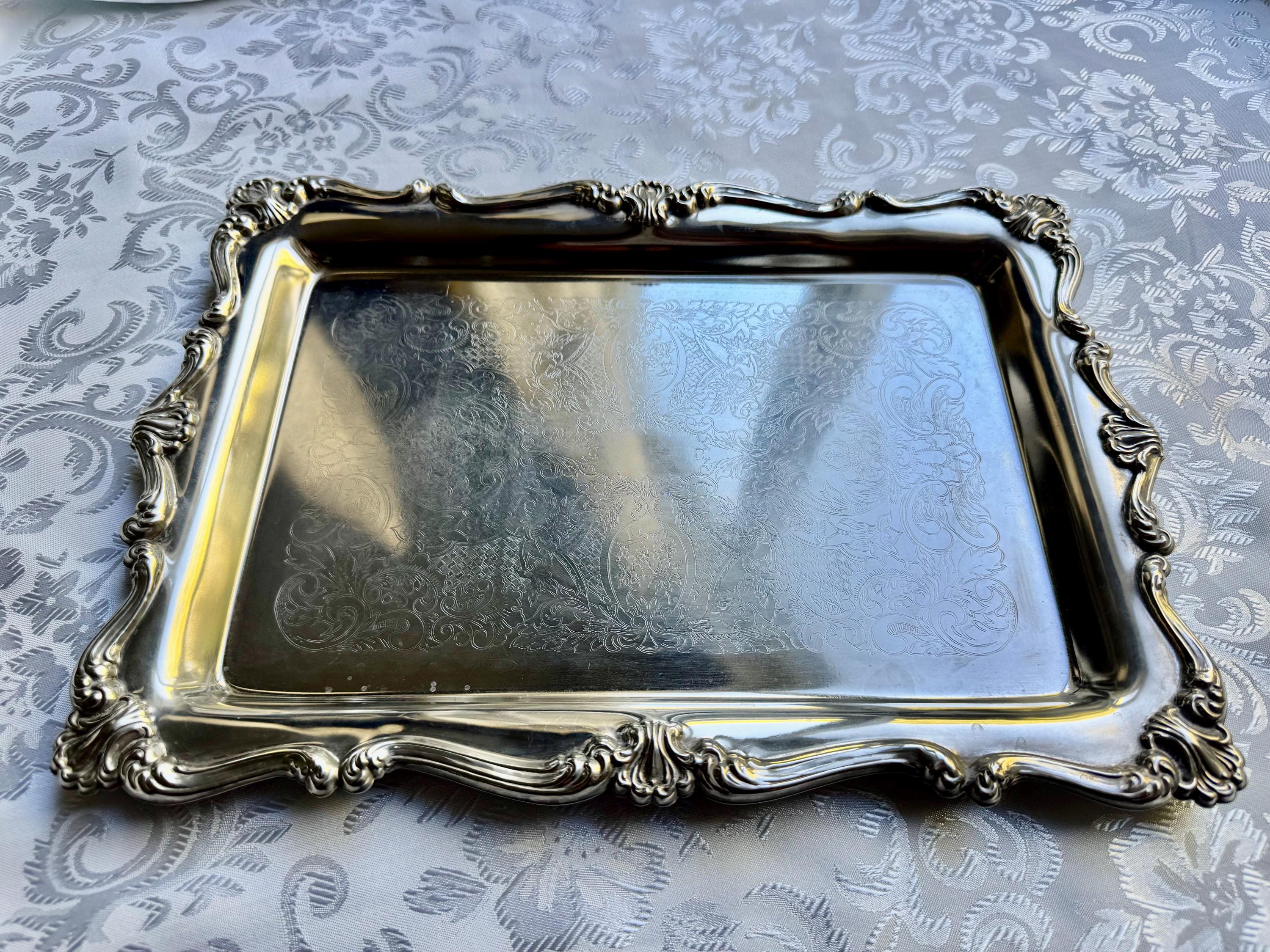 Vintage & Antique Rectangular or Square Silverplate Serving Trays — Ornate Decorative Trays — Choose Your Style