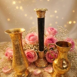 Vintage Brass Decor Collection — Marble Candlestick, Vase & Pitcher image 3