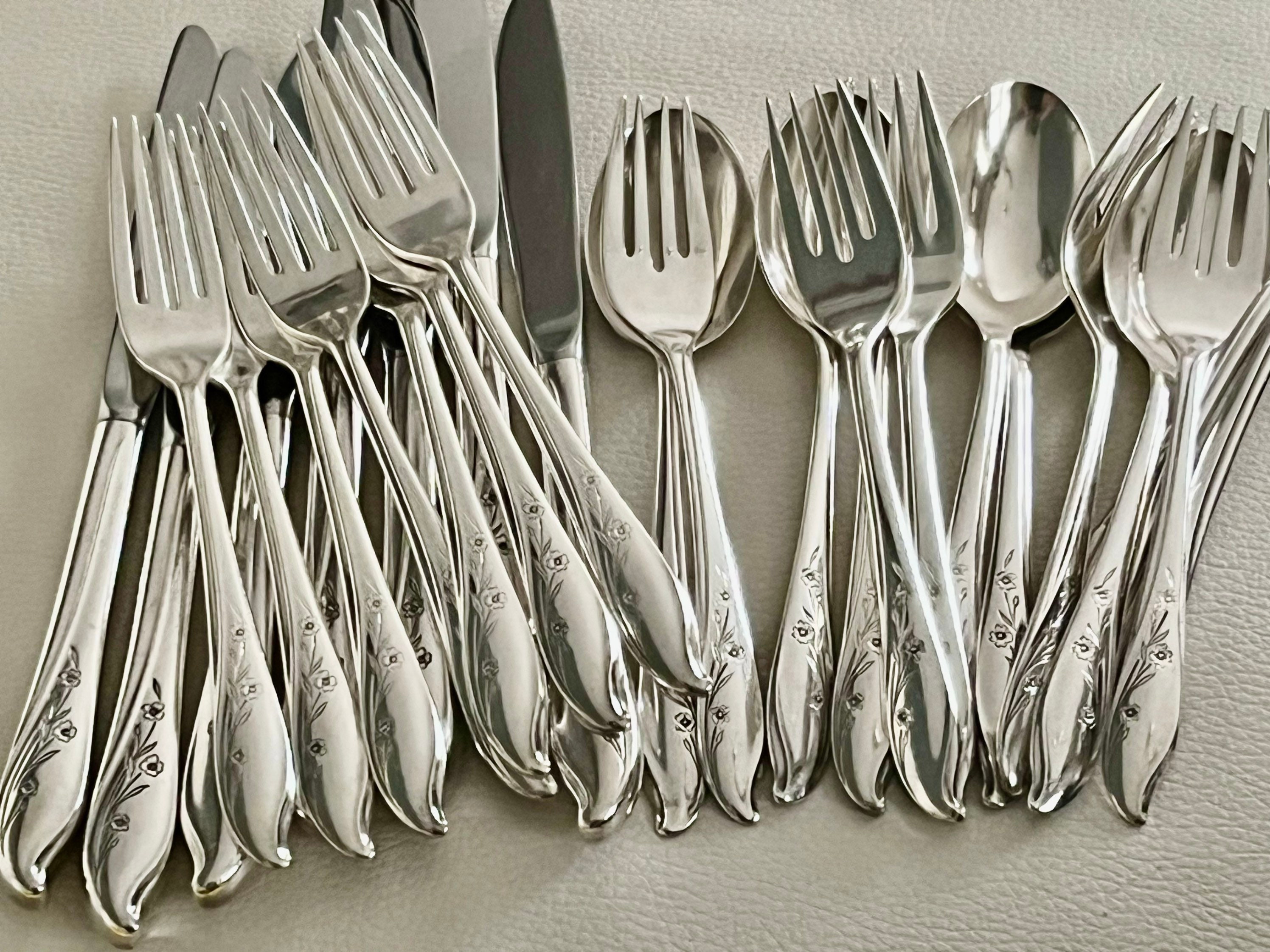 Vintage 1957 Springtime Silver Plated Silverware Set for 8 – 58 Pieces
