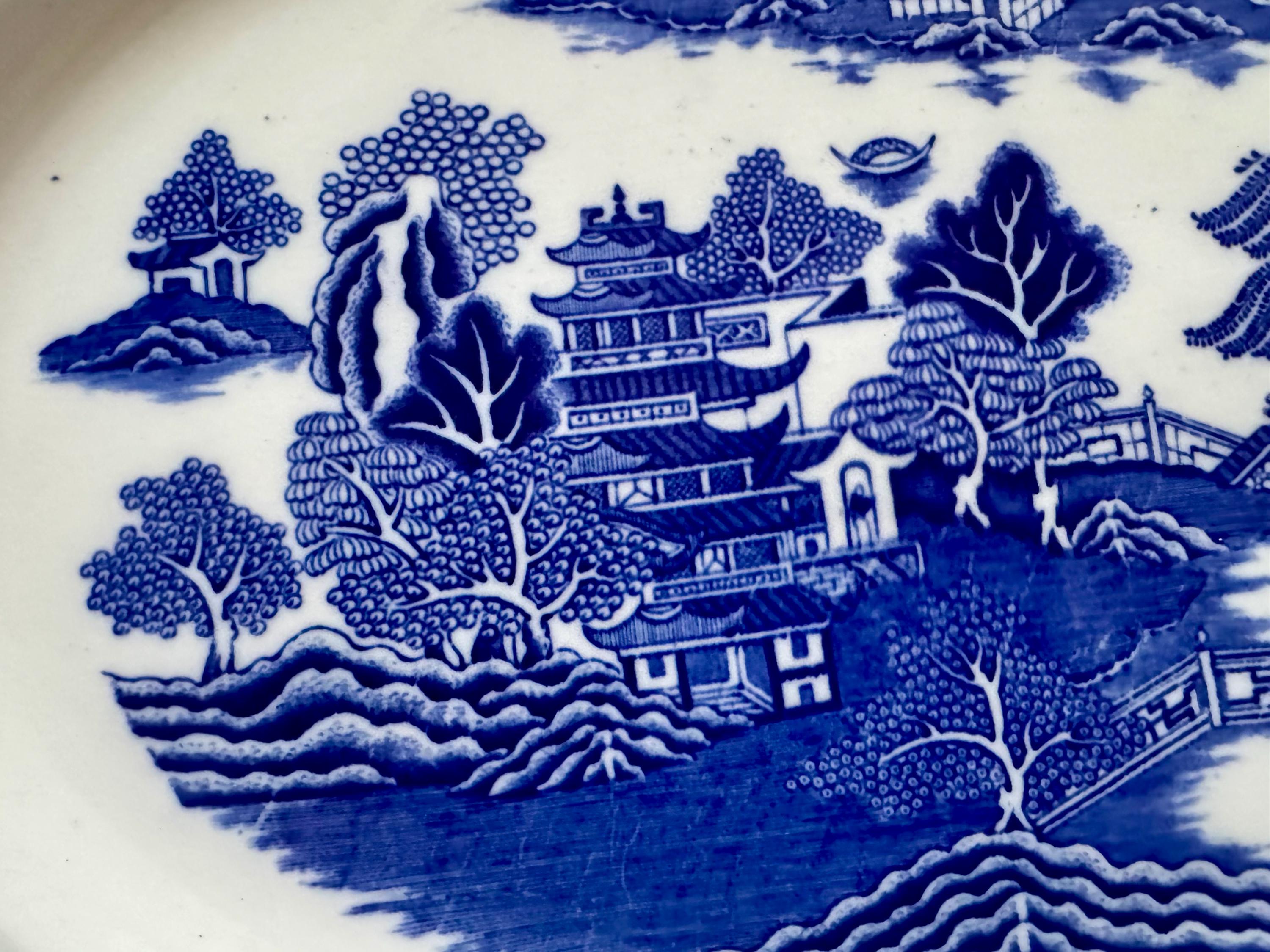 Antique T.G. Green Ming Blue Willow Transferware Platter, Gresley Ware