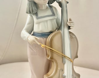 Vintage Nao by LLADRO Girl with Cello - 7.5” tall - Spanish Porcelain Figurine