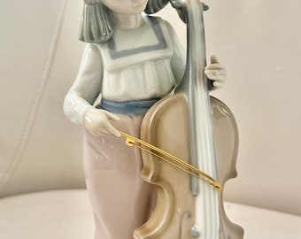 Vintage Nao by LLADRO Girl with Cello - 7.5” tall - Spanish Porcelain Figurine