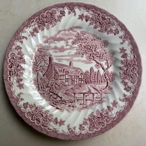 Vintage Red Green Transferware Plate Set: Eclectic Cottagecore Wall Gallery bild 3