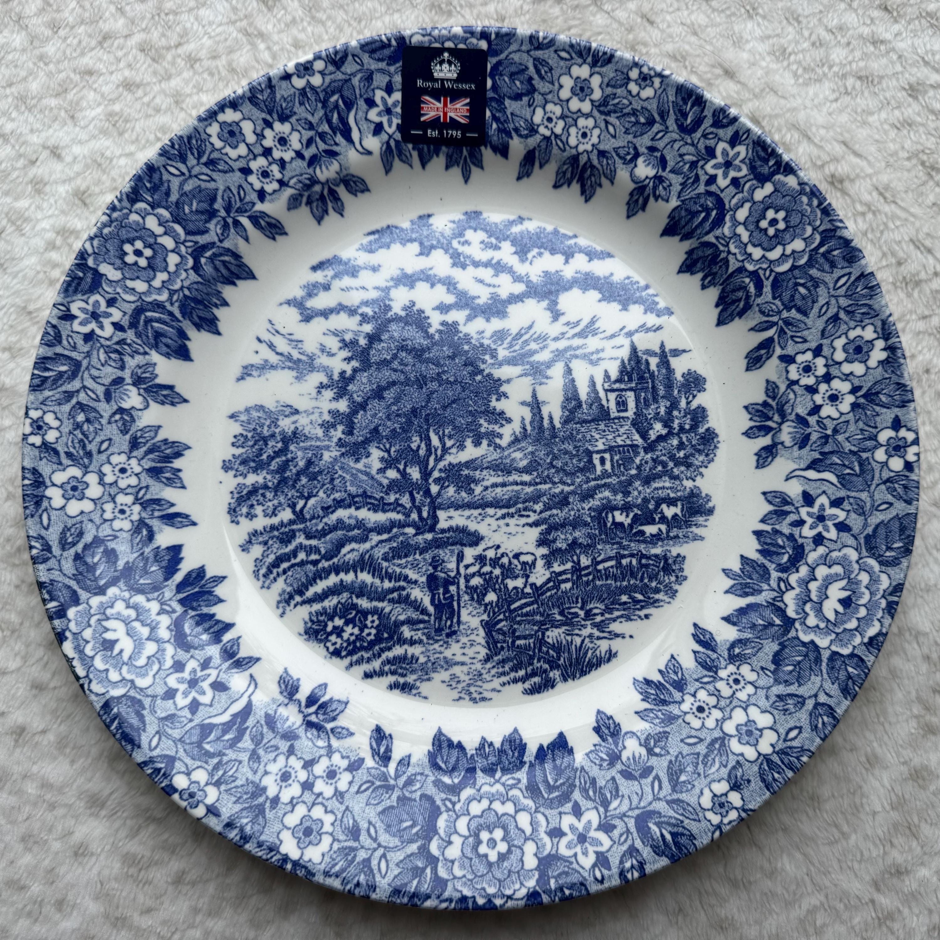 Vintage-Inspired Blue & White Dinner Plates — Mix Match Your Favorites — Made in England