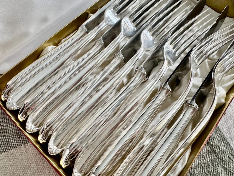 Vintage German Silverplate Flatware Set for 6 – Pierre Alain Box image 10