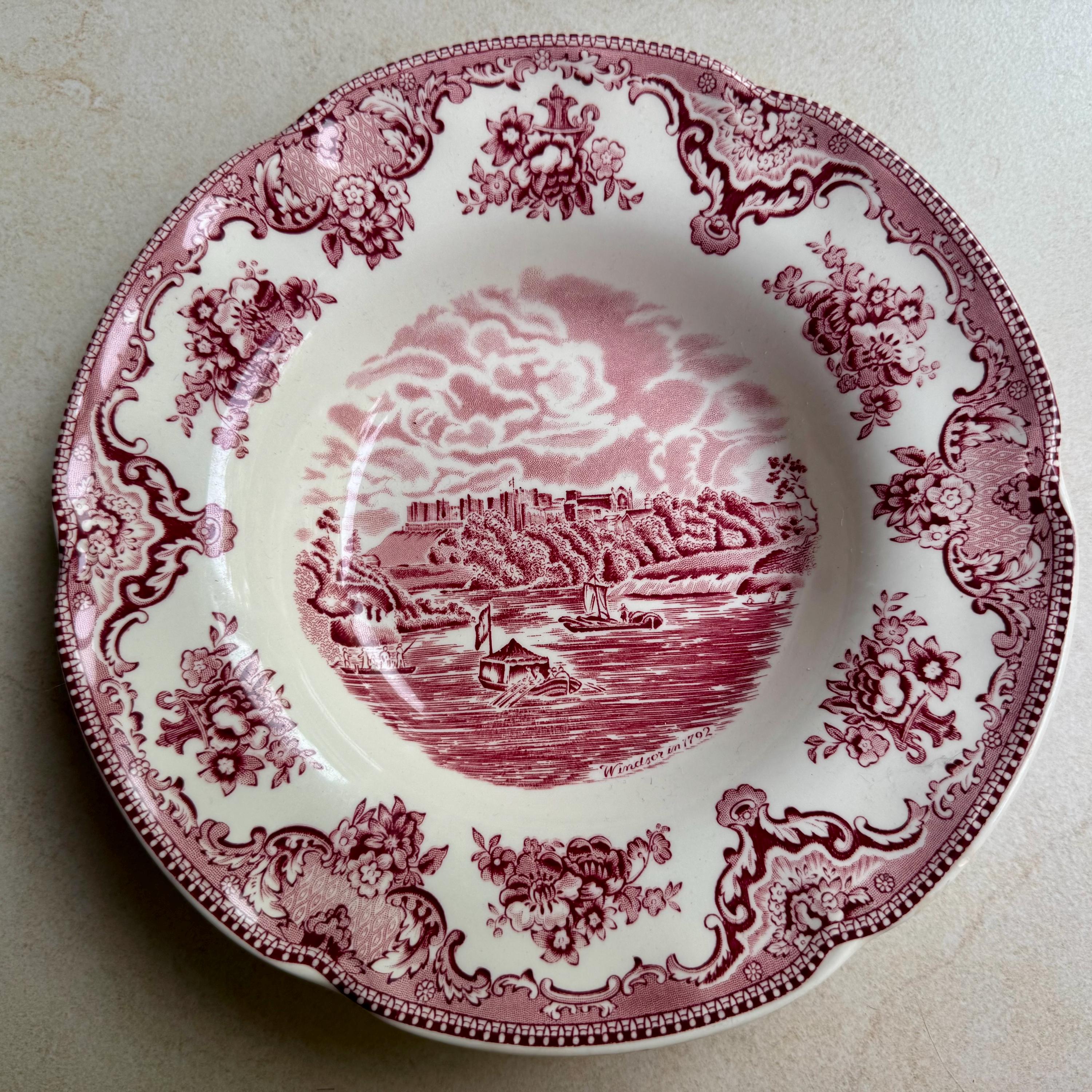 Vintage Red Transferware Plate Set – Country Village Scenes, Wall ...