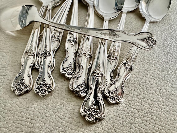 Vintage Dessert Spoons - Silver Plated Silverware Inspiration Magnolia (1951) by Rogers & Bros