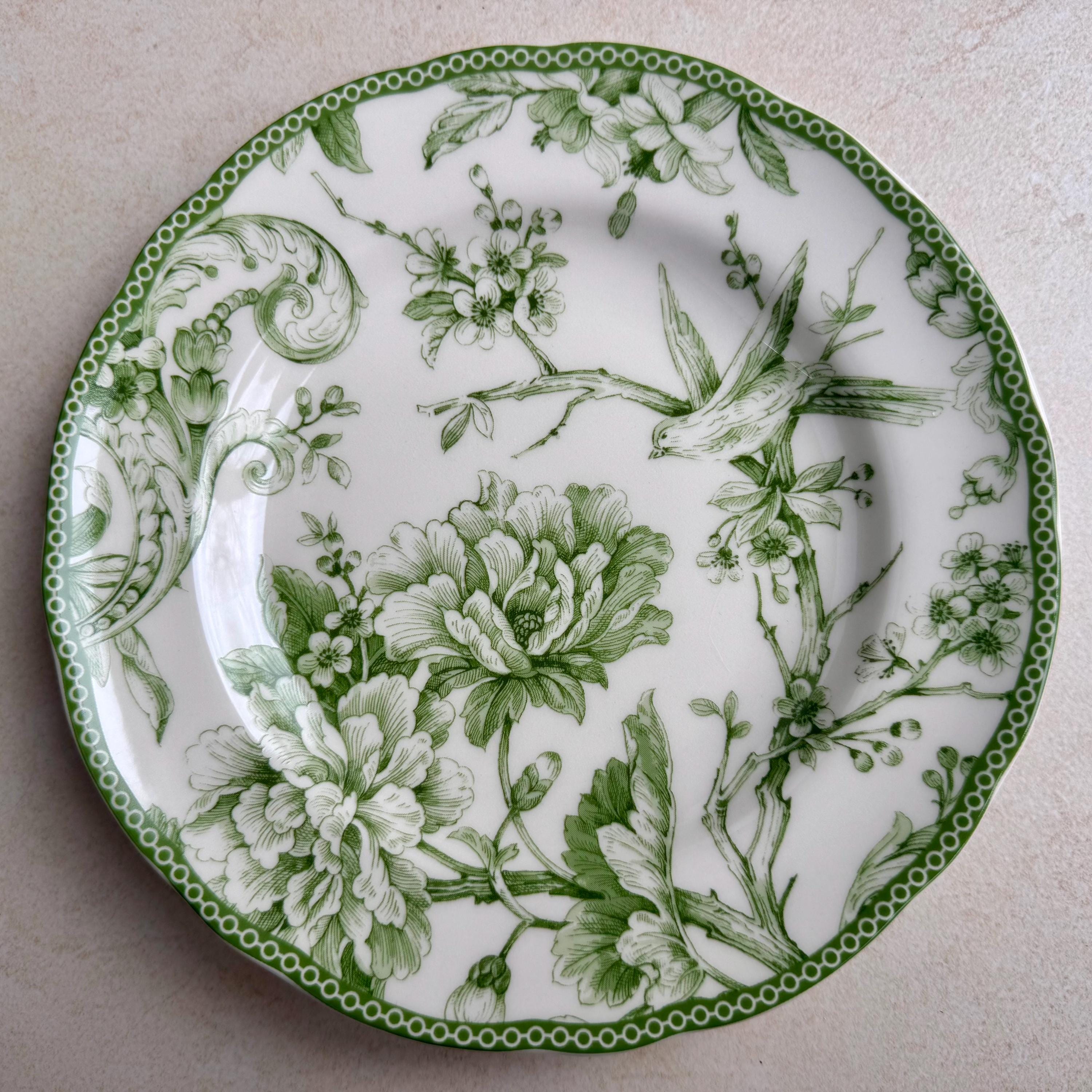Curated Vintage Green Wall Gallery – Set of 7 Decorative Plates