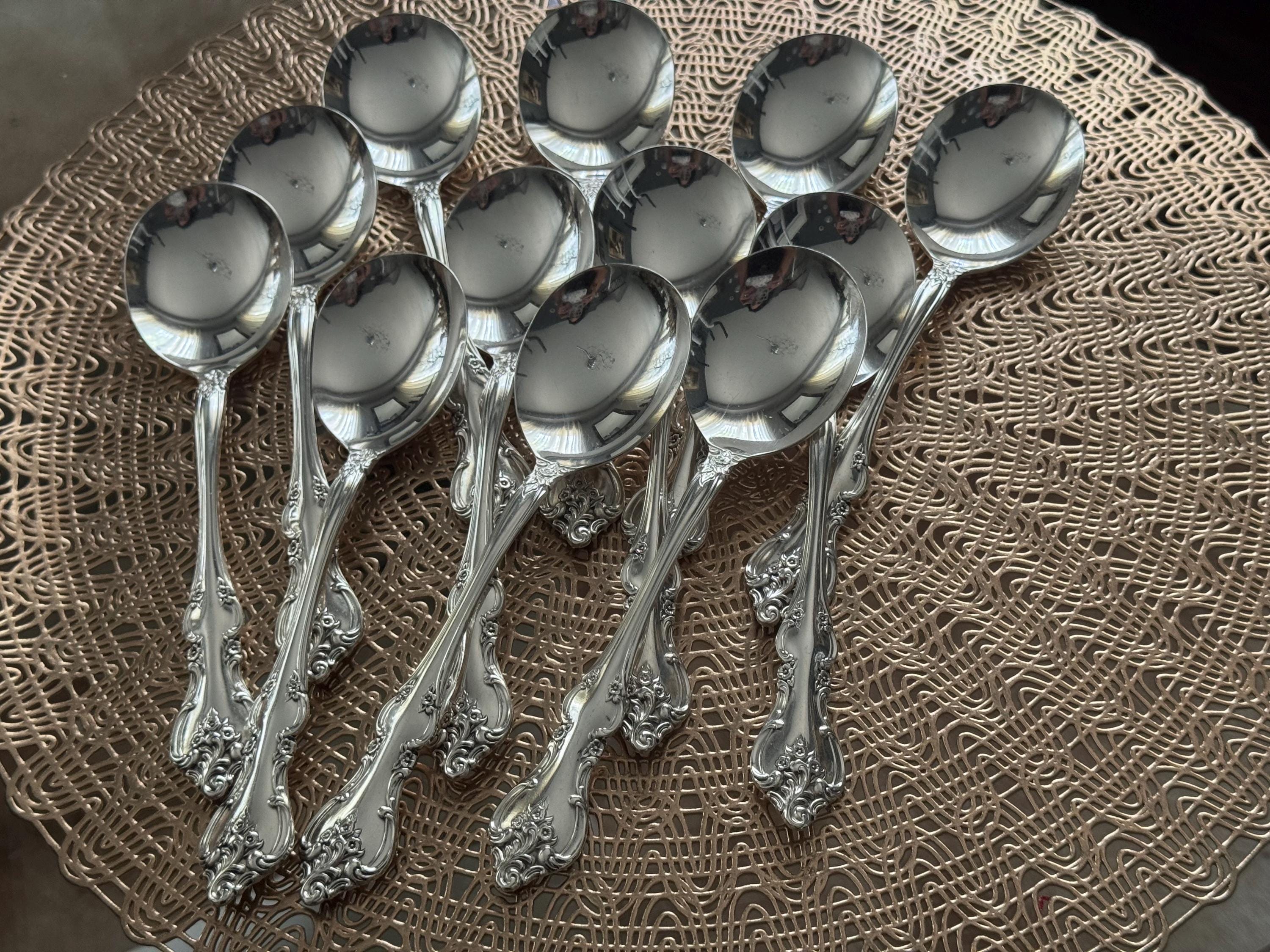 Vintage Orleans Rogers Bros Silverplate Round Soup Spoons - Set of 12