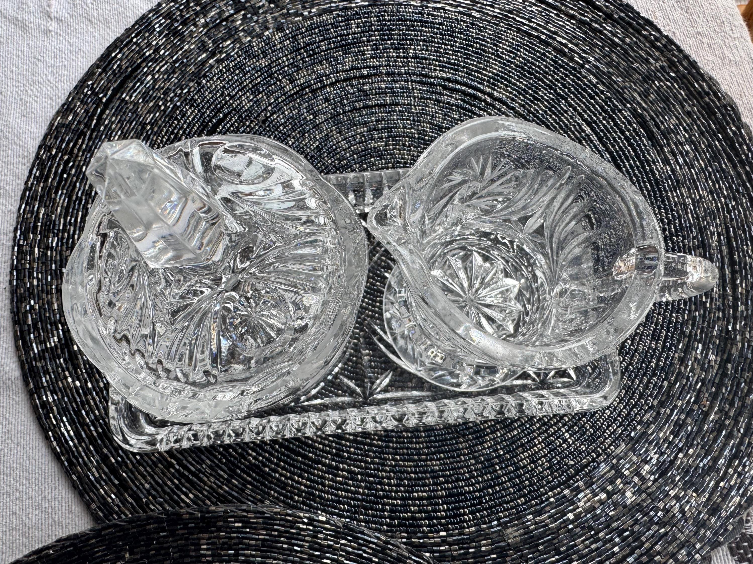 Vintage Cut Glass or Crystal Vanity Set