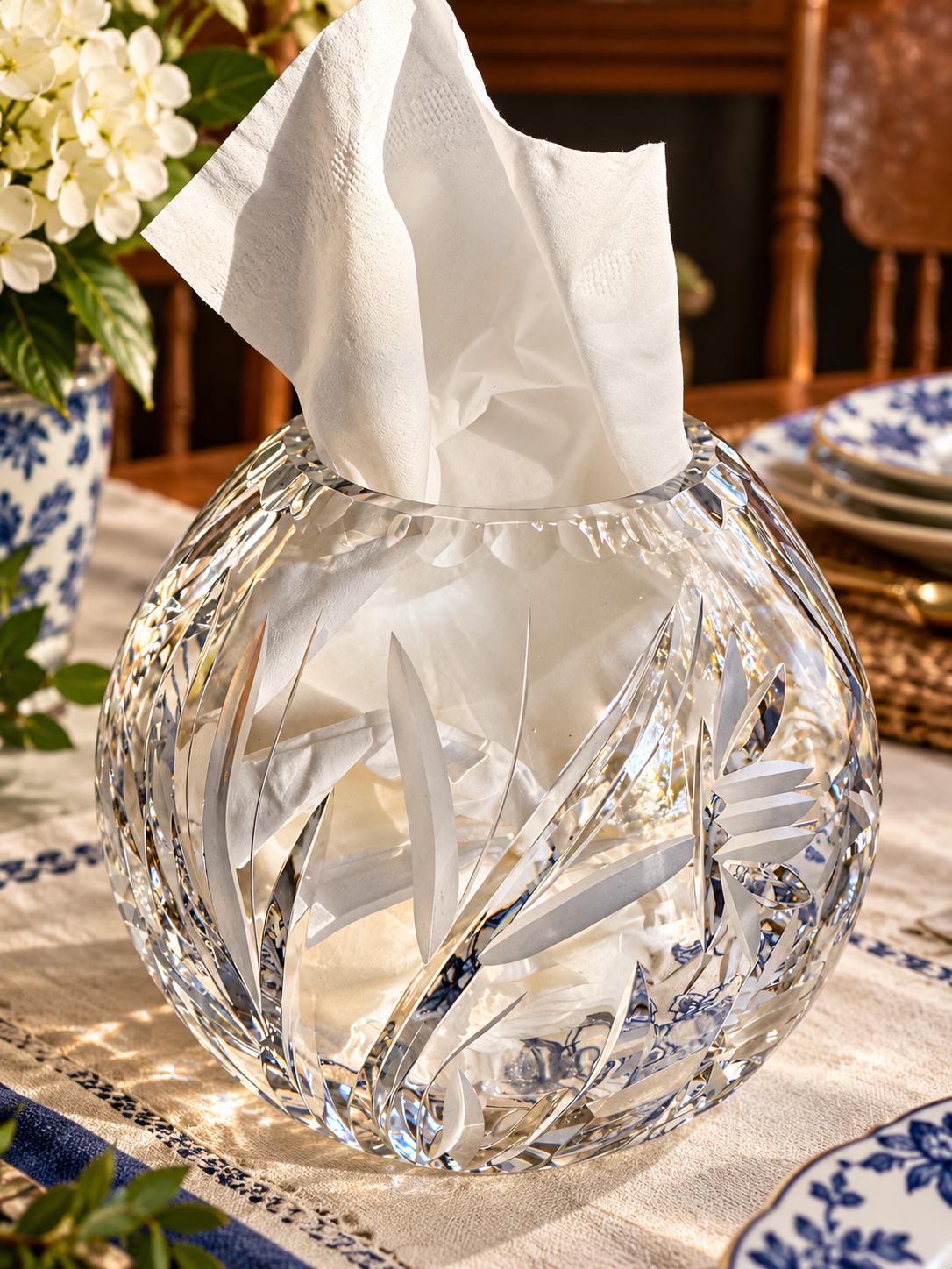 Vintage Cut Crystal Bowl Vase 6.5” — Heavy Floral Crystal Centerpiece — Round Crystal Vessel — Elegant Table Decor