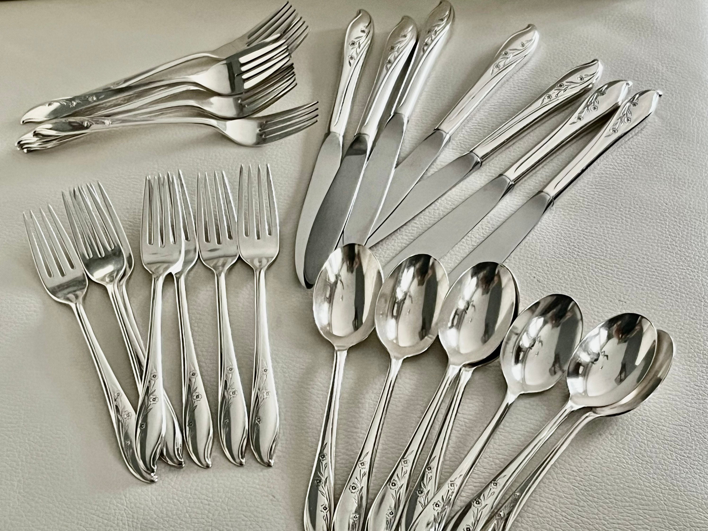 Vintage 1957 Springtime Silver Plated Silverware Set for 8 – 58 Pieces