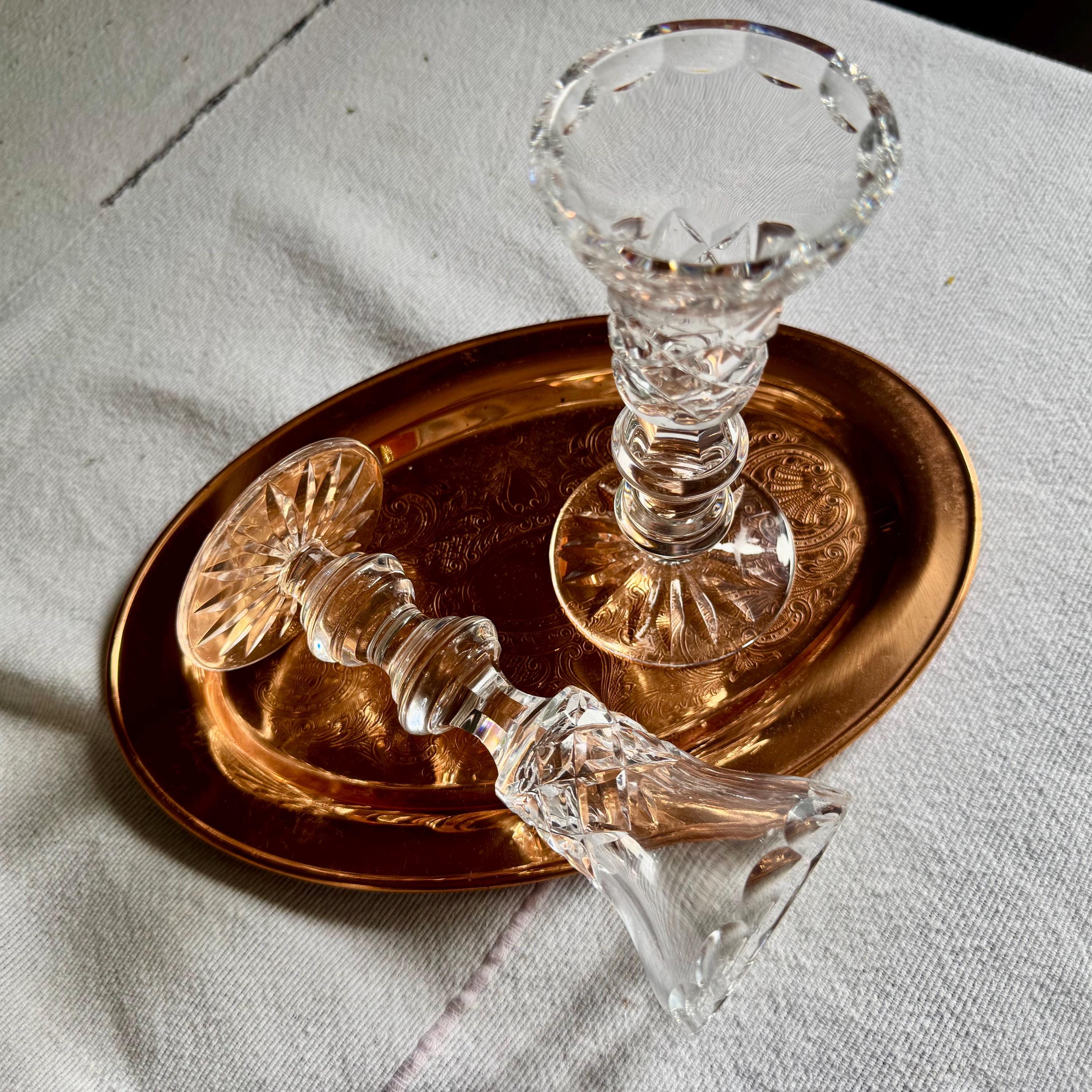 Pair of Vintage Cut Crystal Candlesticks – Likely Waterford